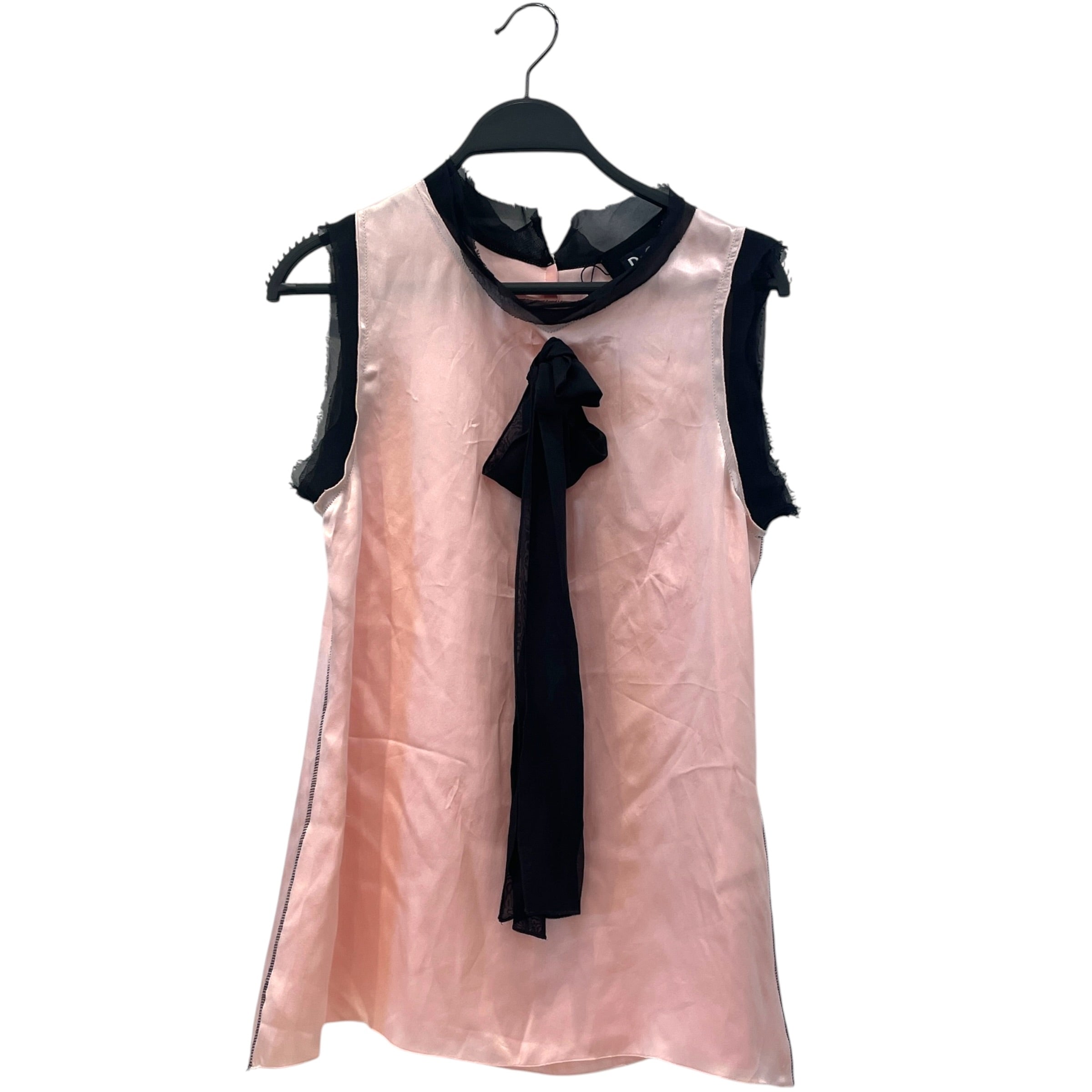 DOLCE&GABBANA/SL Blouse/40/Silk/PNK/black trim and bow view 1