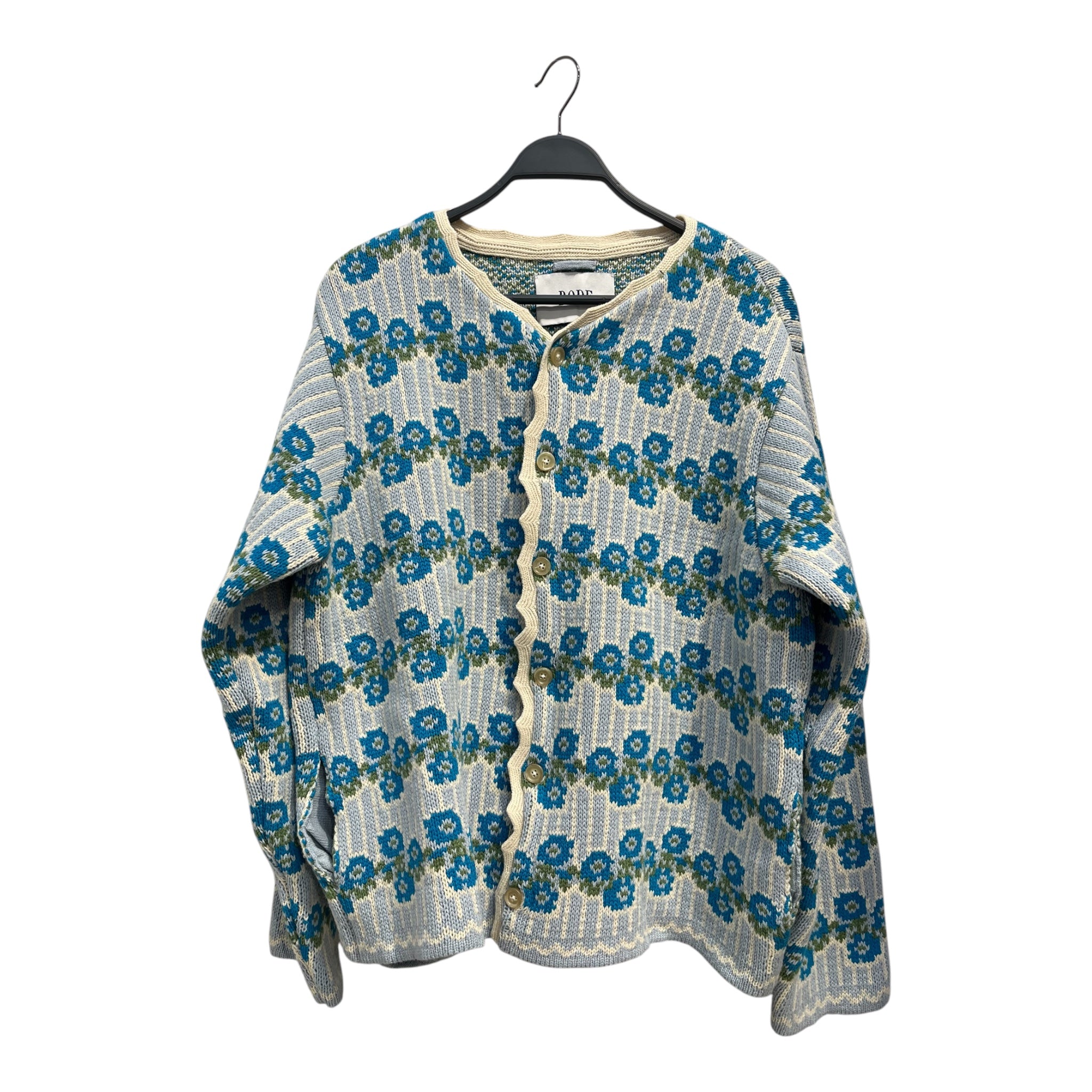 BODE/Heavy Cardigan/L/All Over Print/Wool/BLU/BABY BLUE WITH DARK BLUE FLOWR view 1