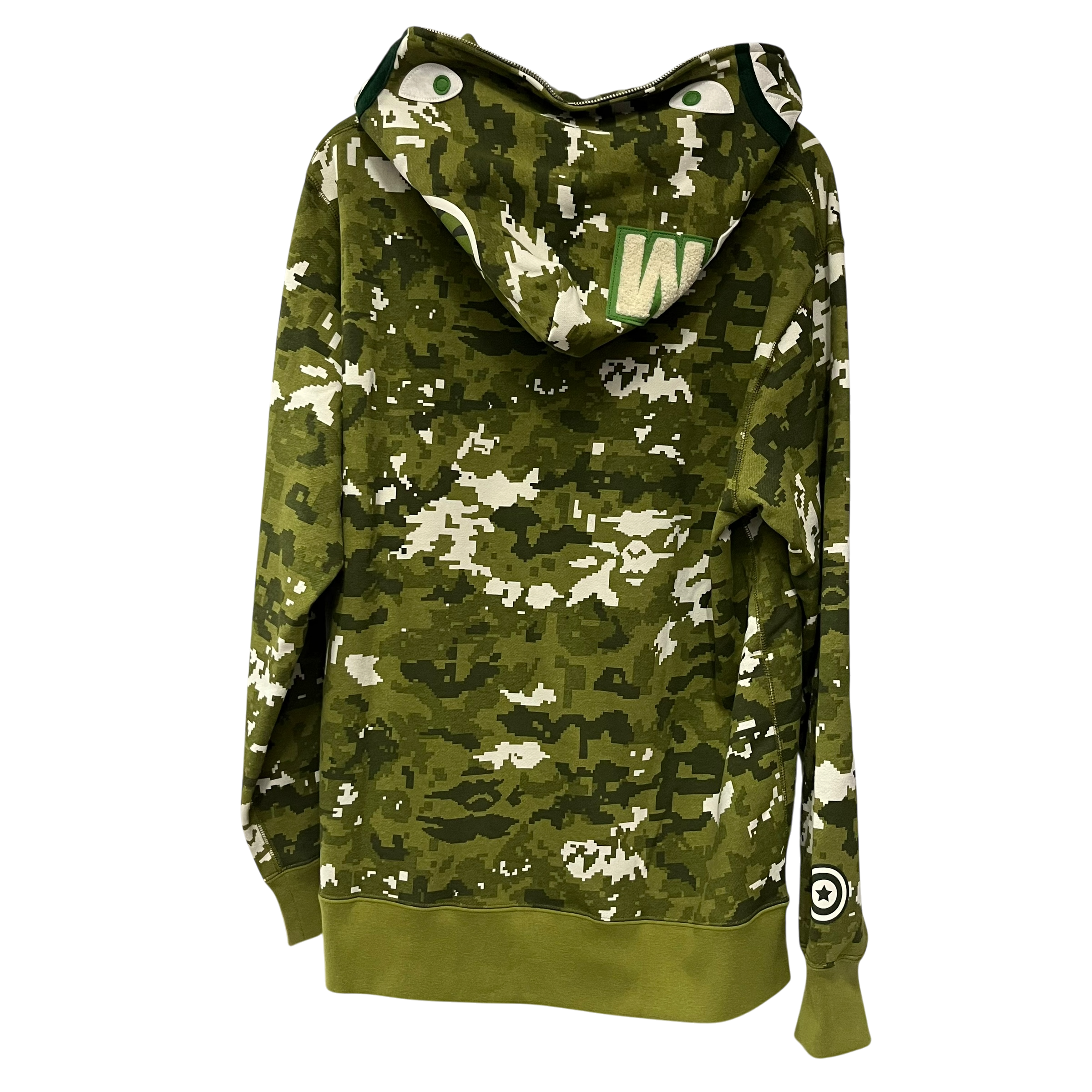 A BATHING APE/Zip Up Hoodie/XXL/Camouflage/Cotton/GRN/digi camo shark zip view 2