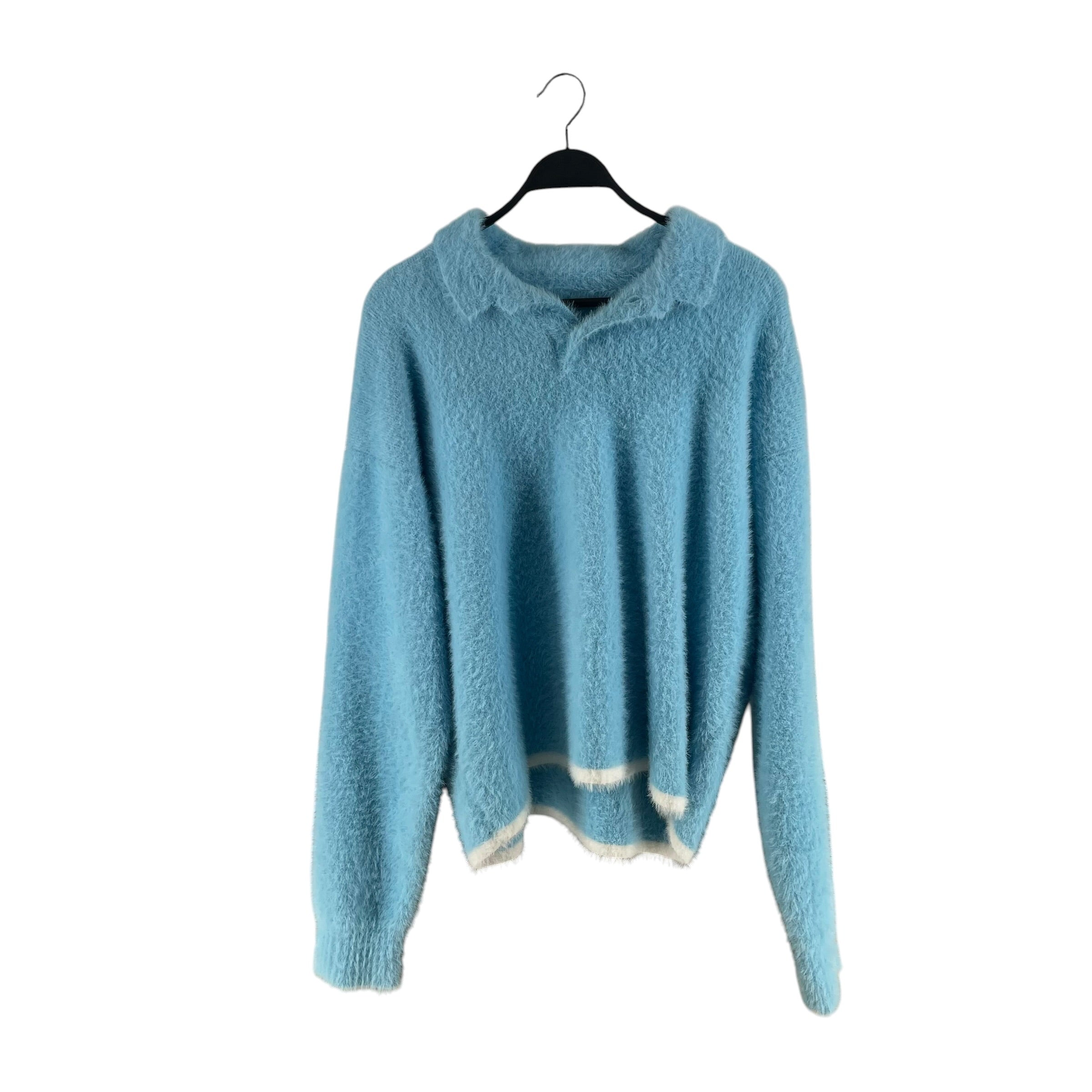 JACQUEMUS/Sweater/L/Polyester/BLU/BLUE WHITE POLO SWEATER MOHAIR view 1