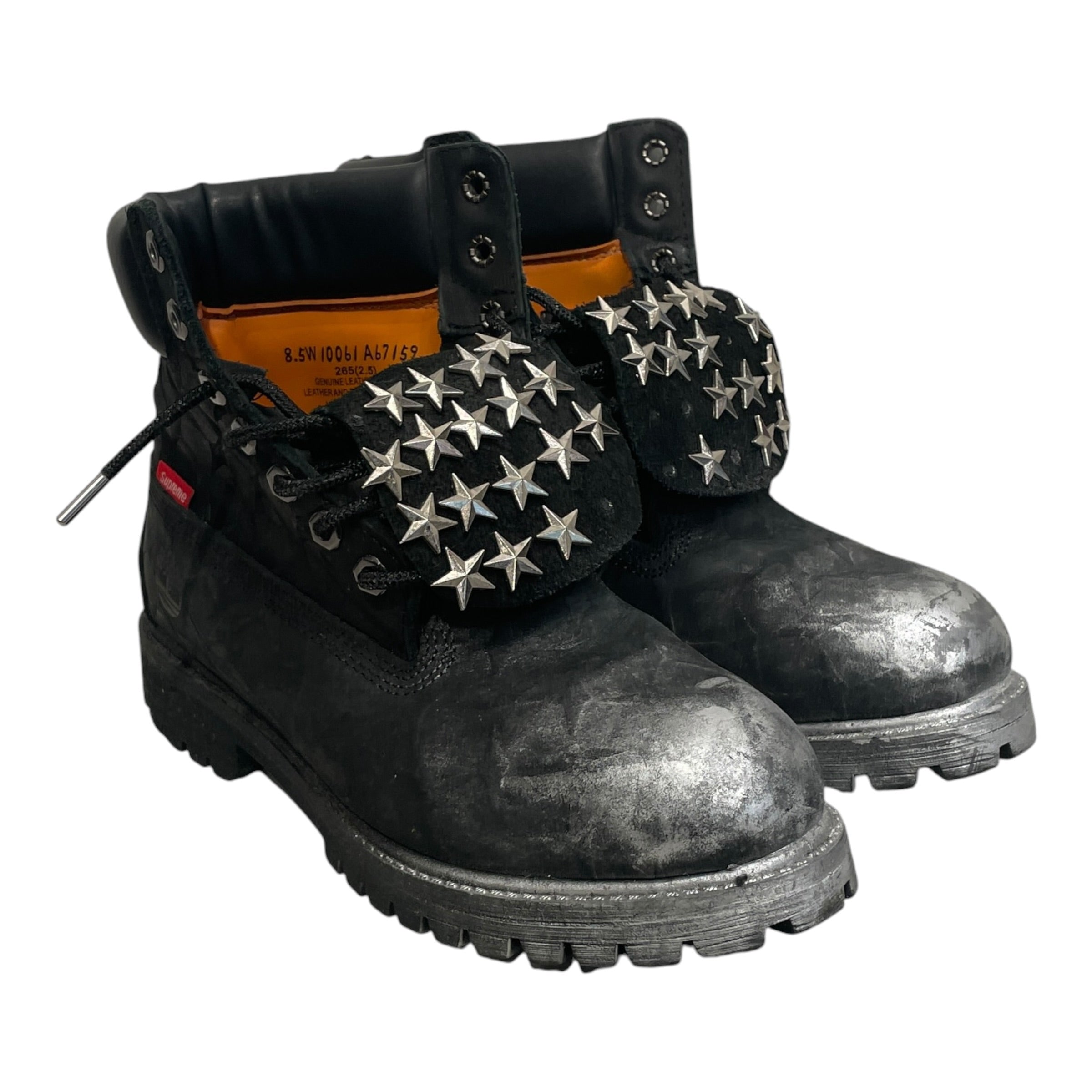 Supreme/Timberland/Boots/US 8.5/Leather/BLK/SLV GLITTER SPRAY PAINT view 1