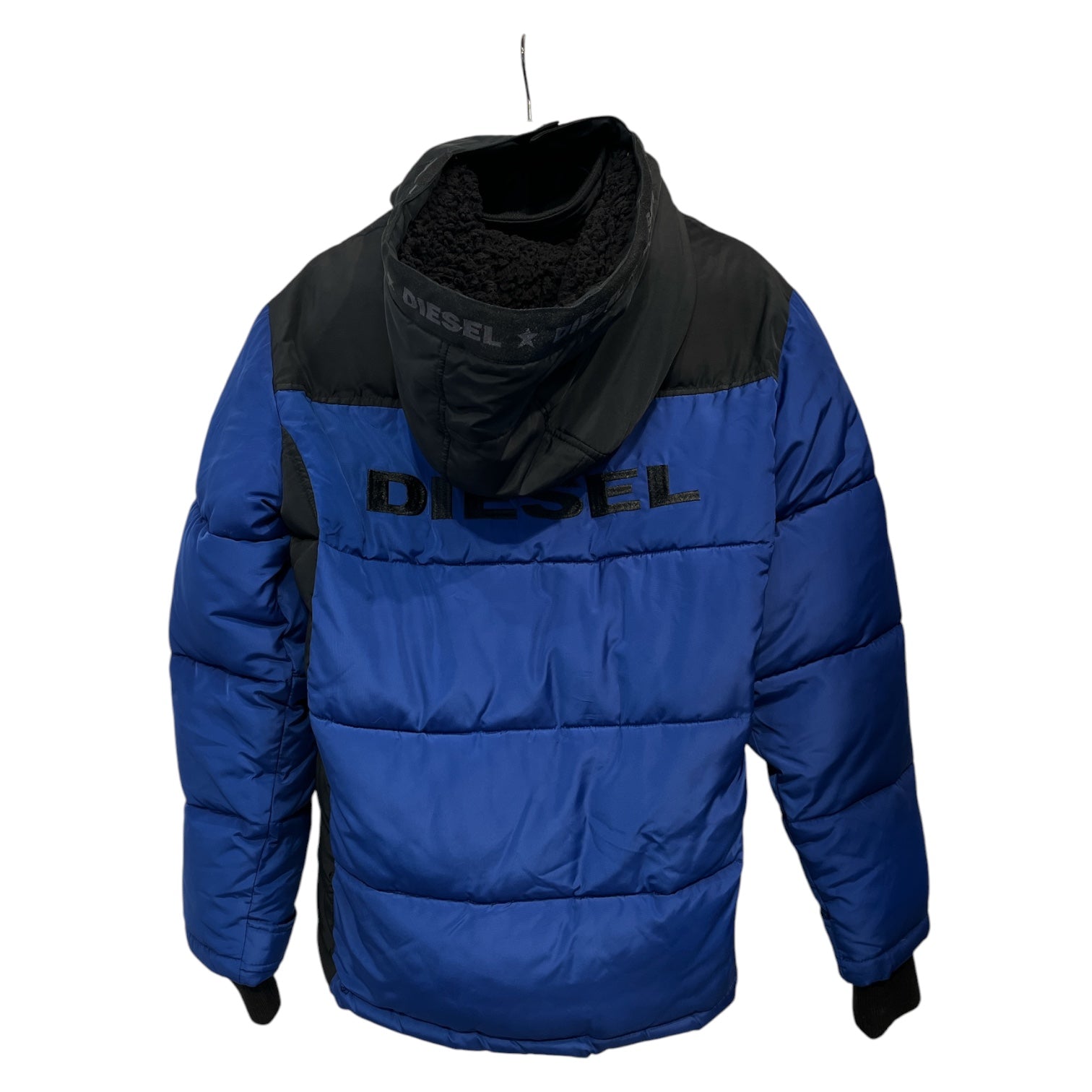 DIESEL/Puffer Jkt/14/Nylon/BLU/blue black star hood logo view 2
