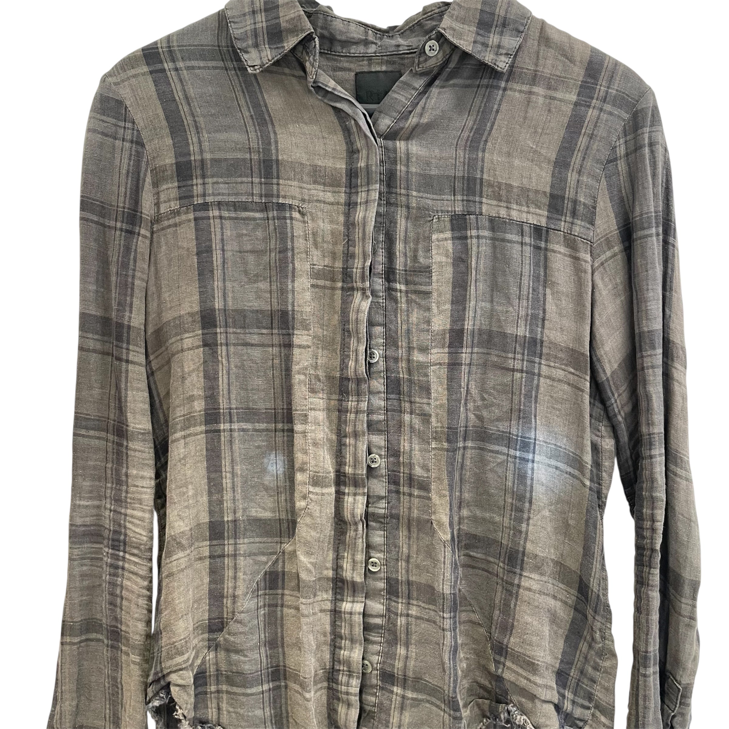 RtA/LS Shirt/S/Cotton/GRY/Plaid/BOTTOM DESTREZZED/RN 140500 view 3