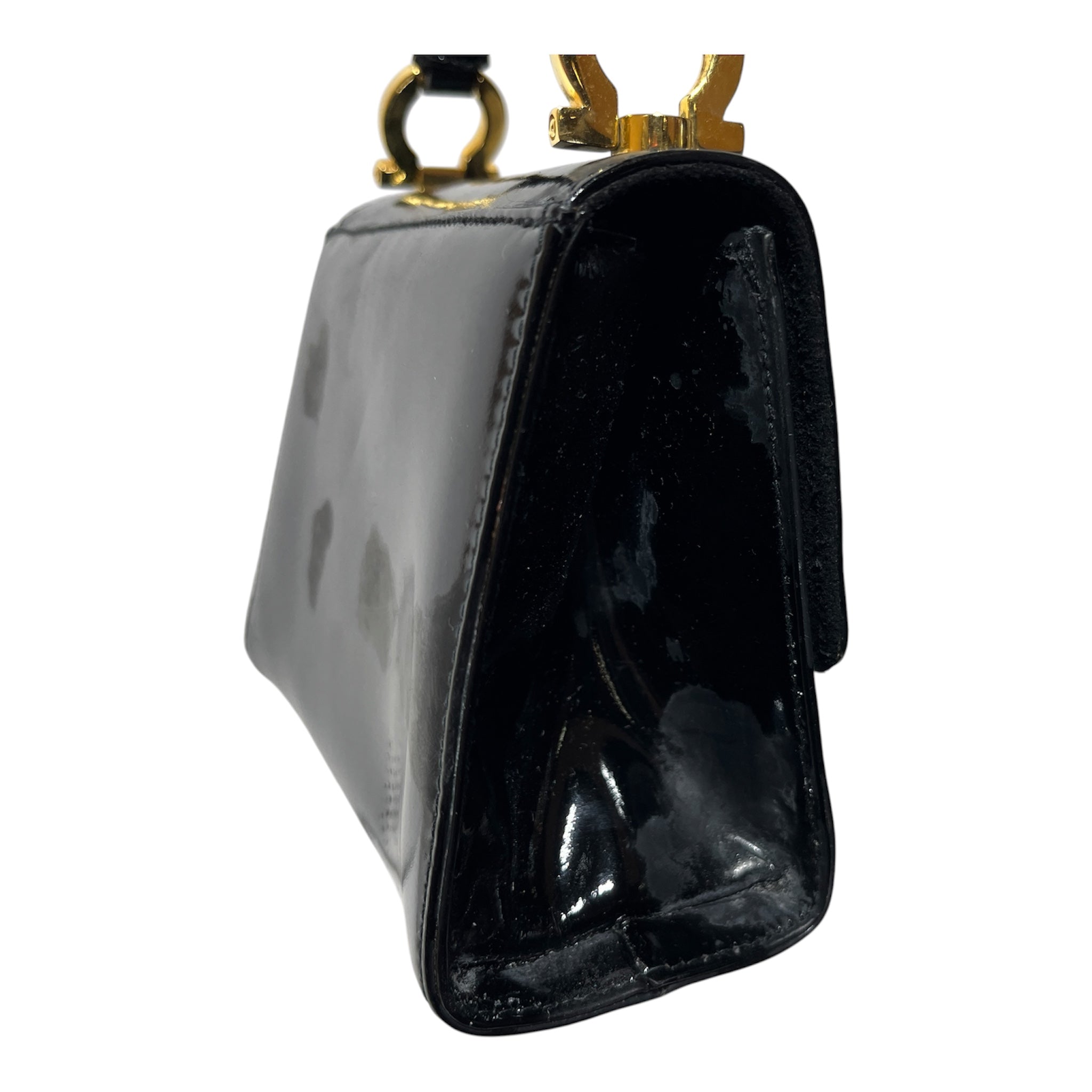 Salvatore Ferragamo/Hand Bag/BLK/PATENT MINI TOP HANDLE view 5