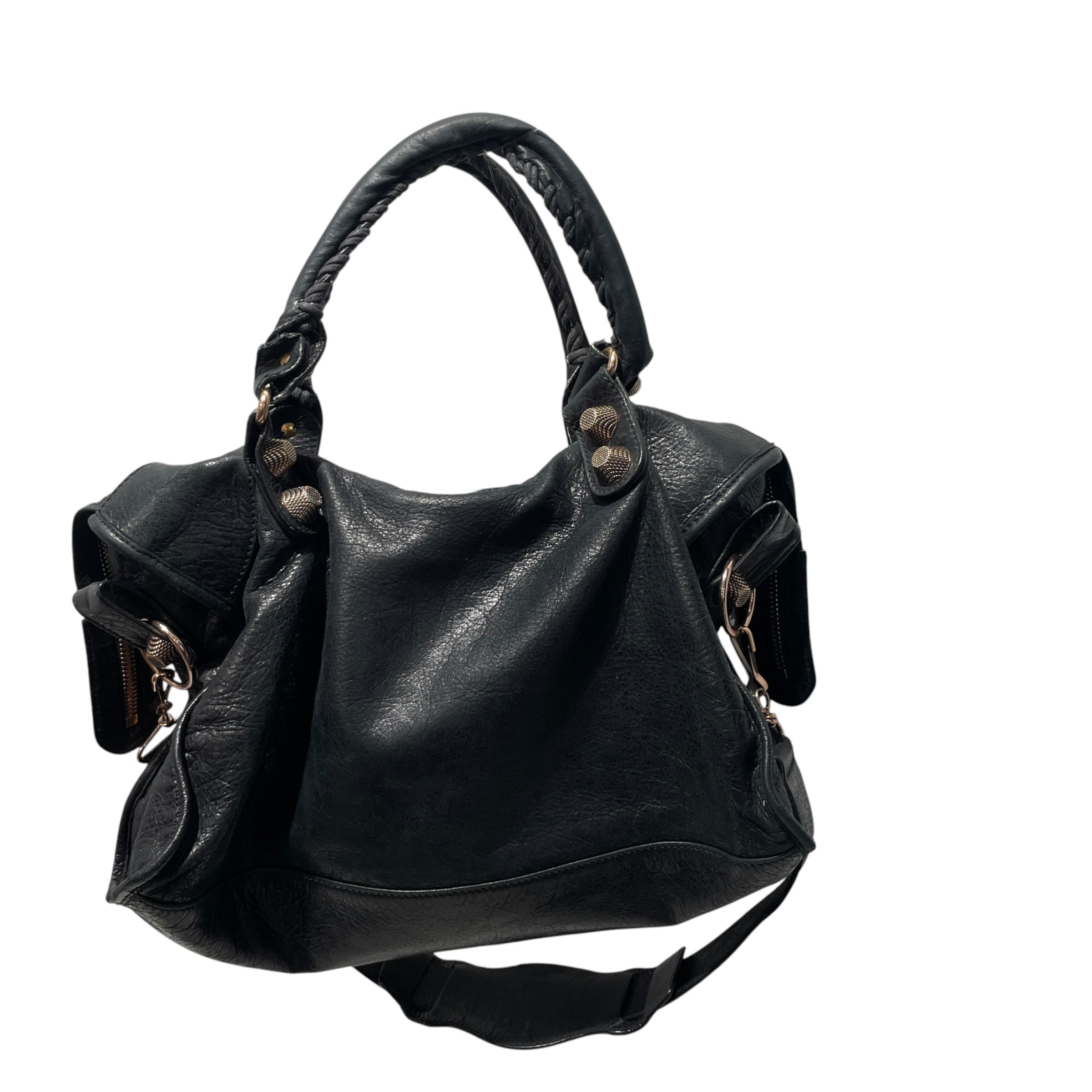 BALENCIAGA/Hand Bag/Leather/BLK/city leather view 2
