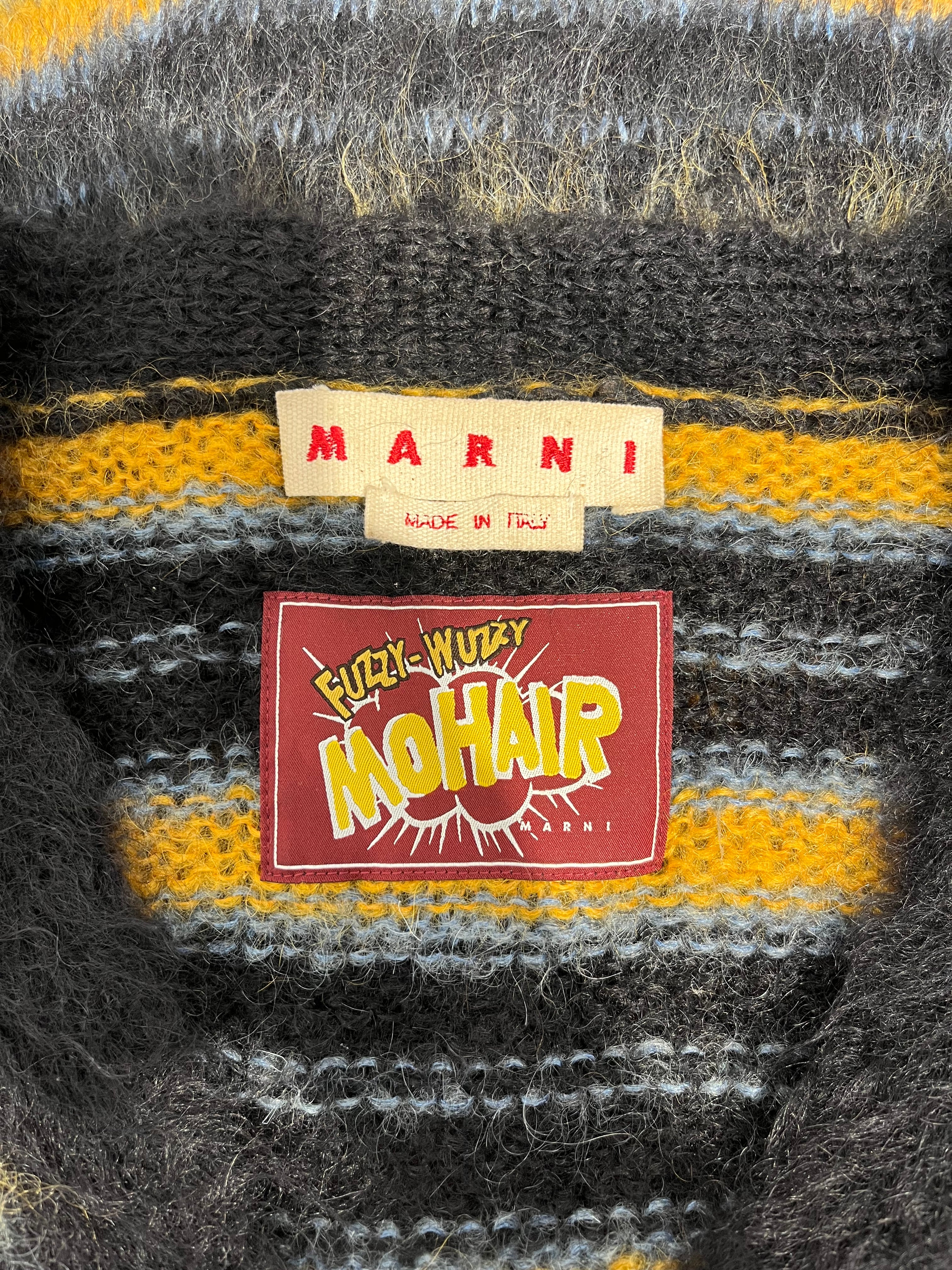 MARNI/Cardigan/42/Stripe/Mohair/BLK/YELLOW STRIPES BLACK BUTTONS view 3