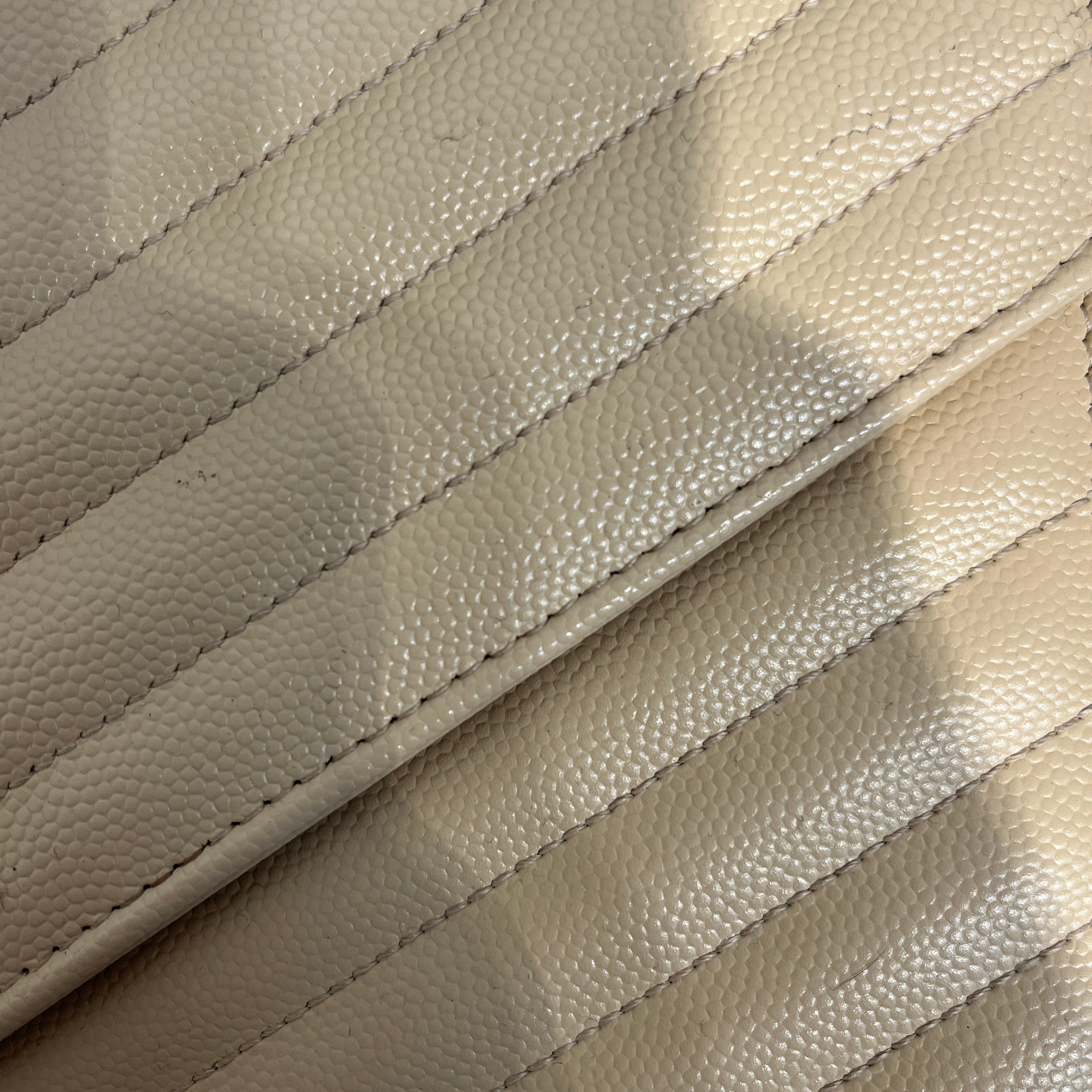 SAINT LAURENT/Cross Body Bag/Leather/BEG/Chevron view 6