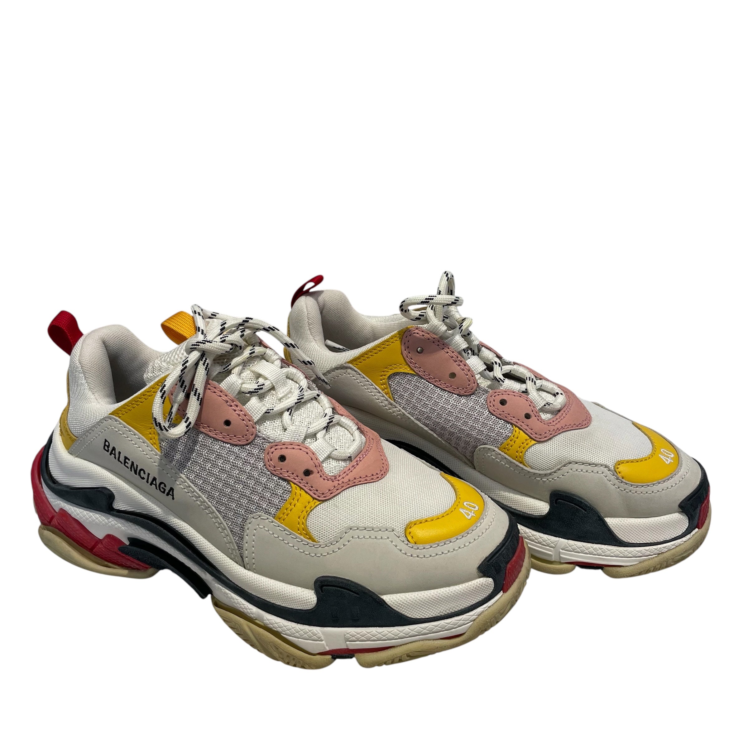 BALENCIAGA/Low-Sneakers/US 7/CRM/yellow/pink/triple S view 1
