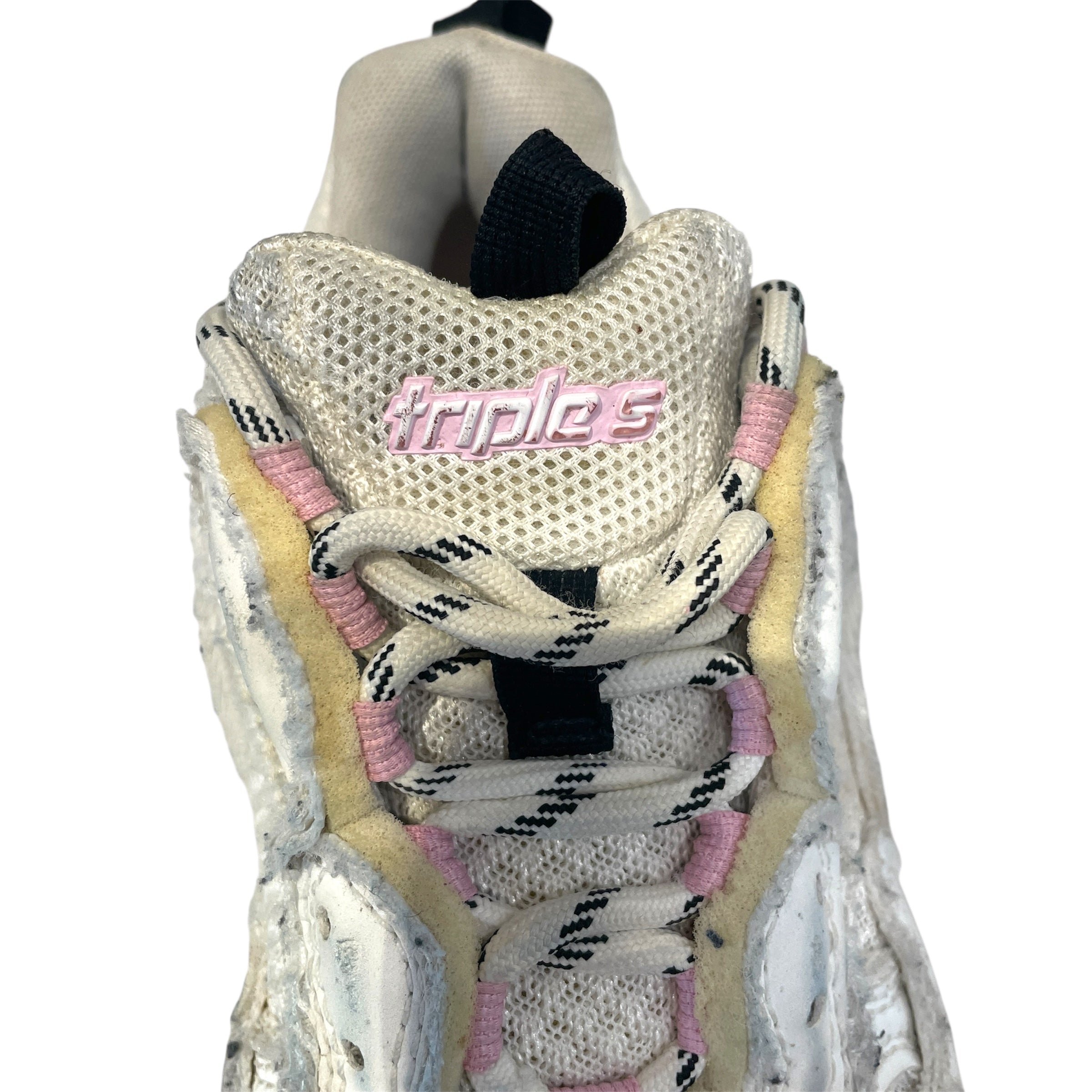 BALENCIAGA/Low-Sneakers/EU 38/Cotton/WHT/Pre Distressed Triple S view 3