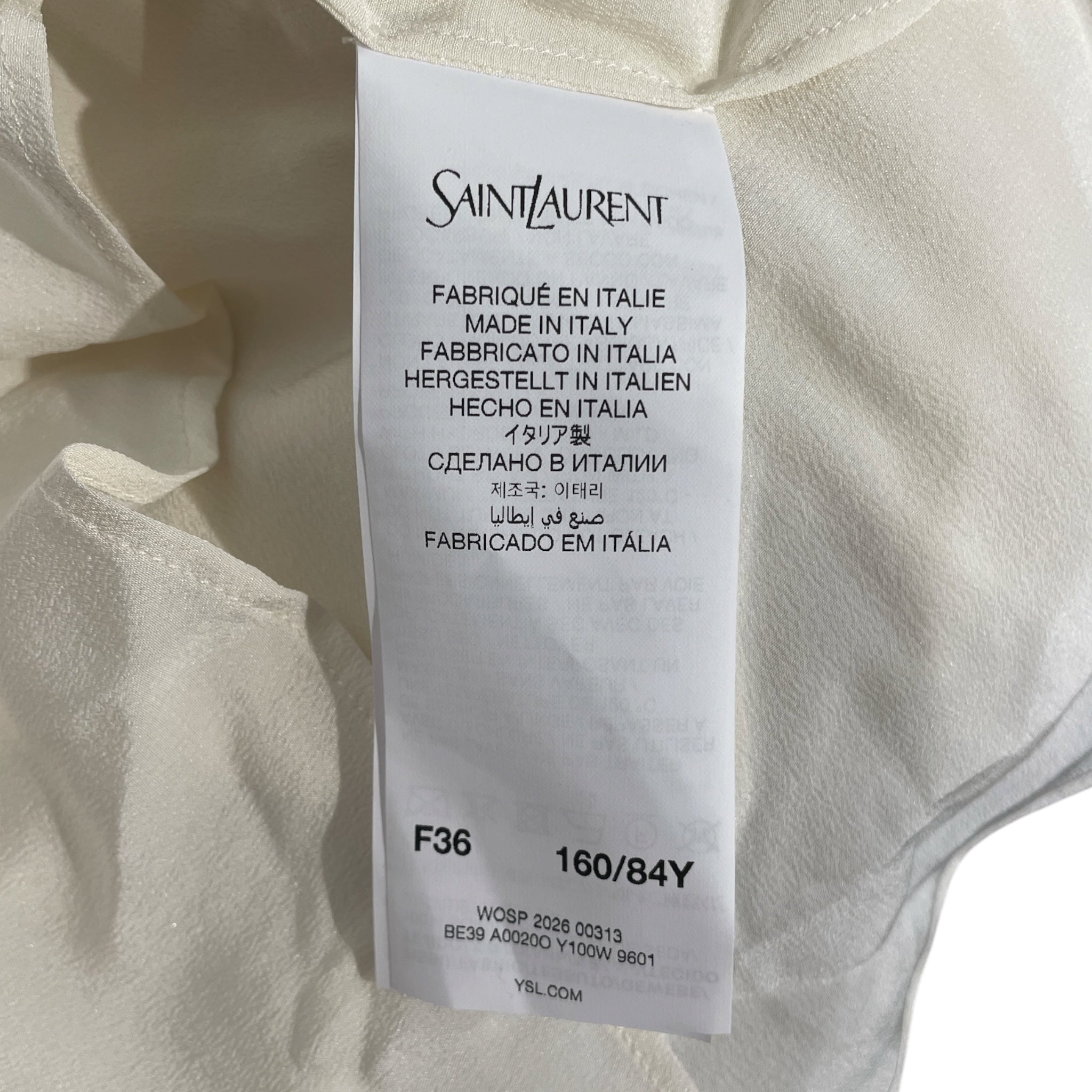 YVES SAINT LAURENT/LS Shirt/36/Silk/WHT/2026 SILK TIE NECK BLOUSE view 4
