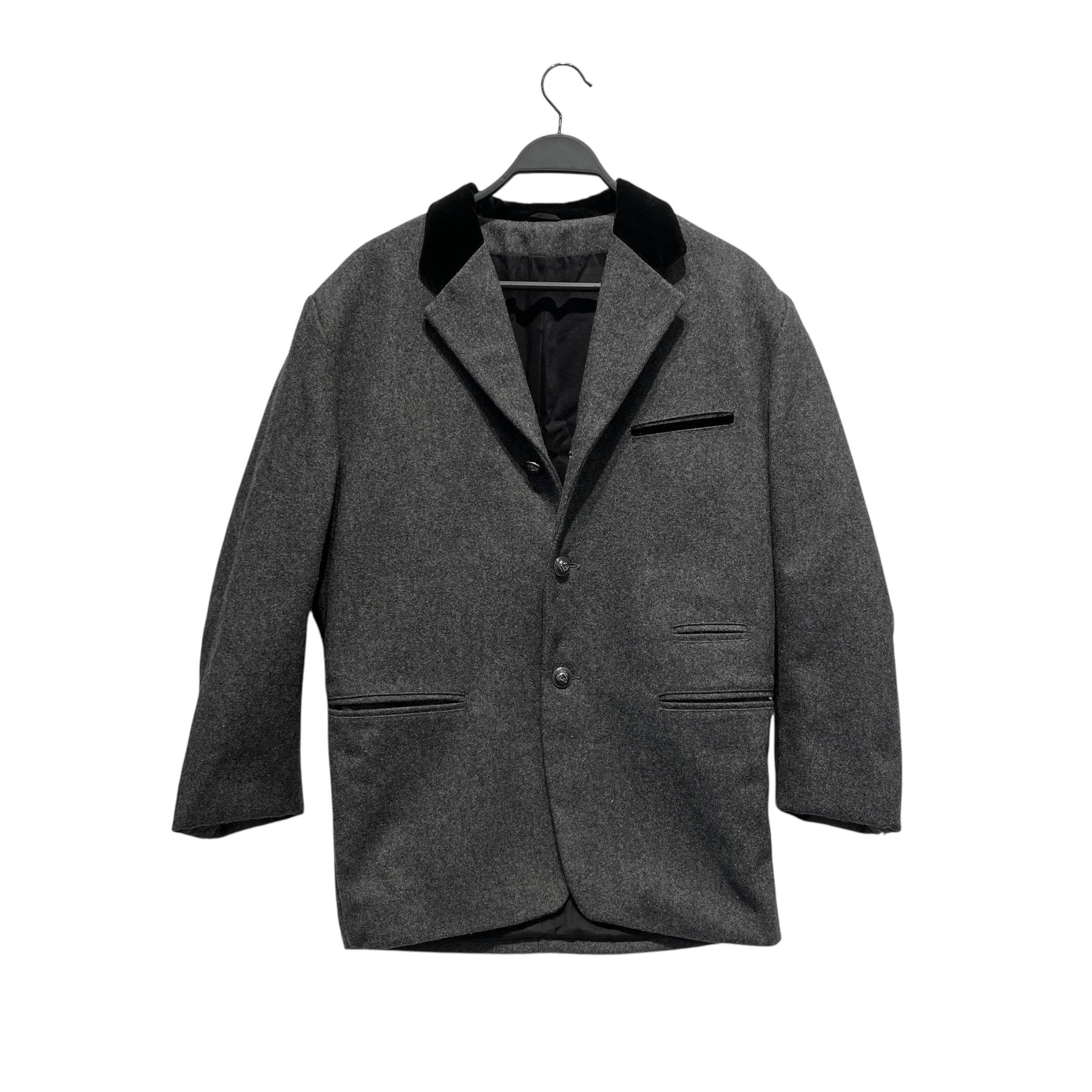 MARITHE FRANCOIS GIRBAUD/Jacket/L/Wool/GRY/VELVET COLLAR BLAZER view 1