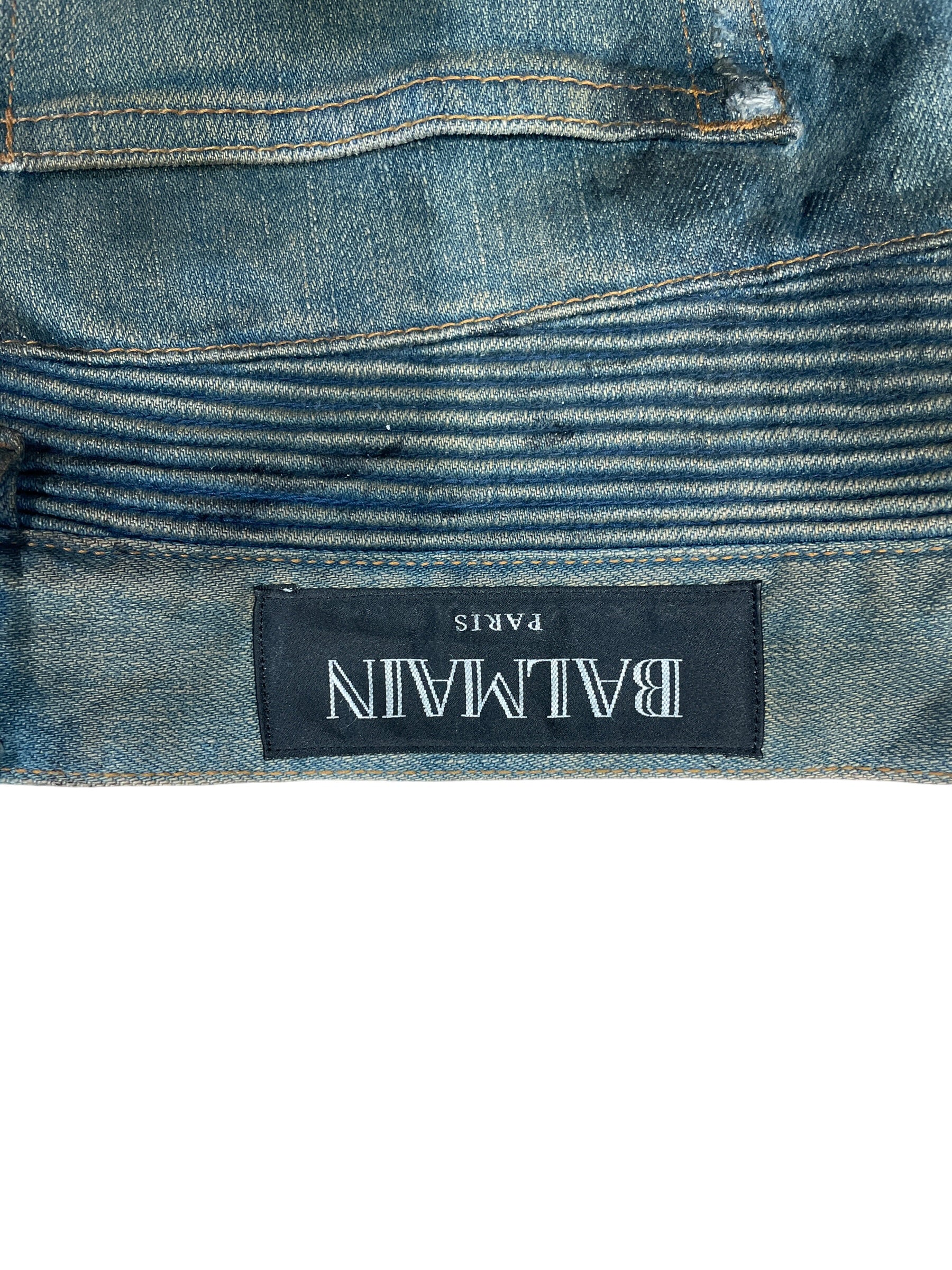 BALMAIN/Skinny Pants/31/Denim/BLU/DISTRESSED BIKER JEANS view 4