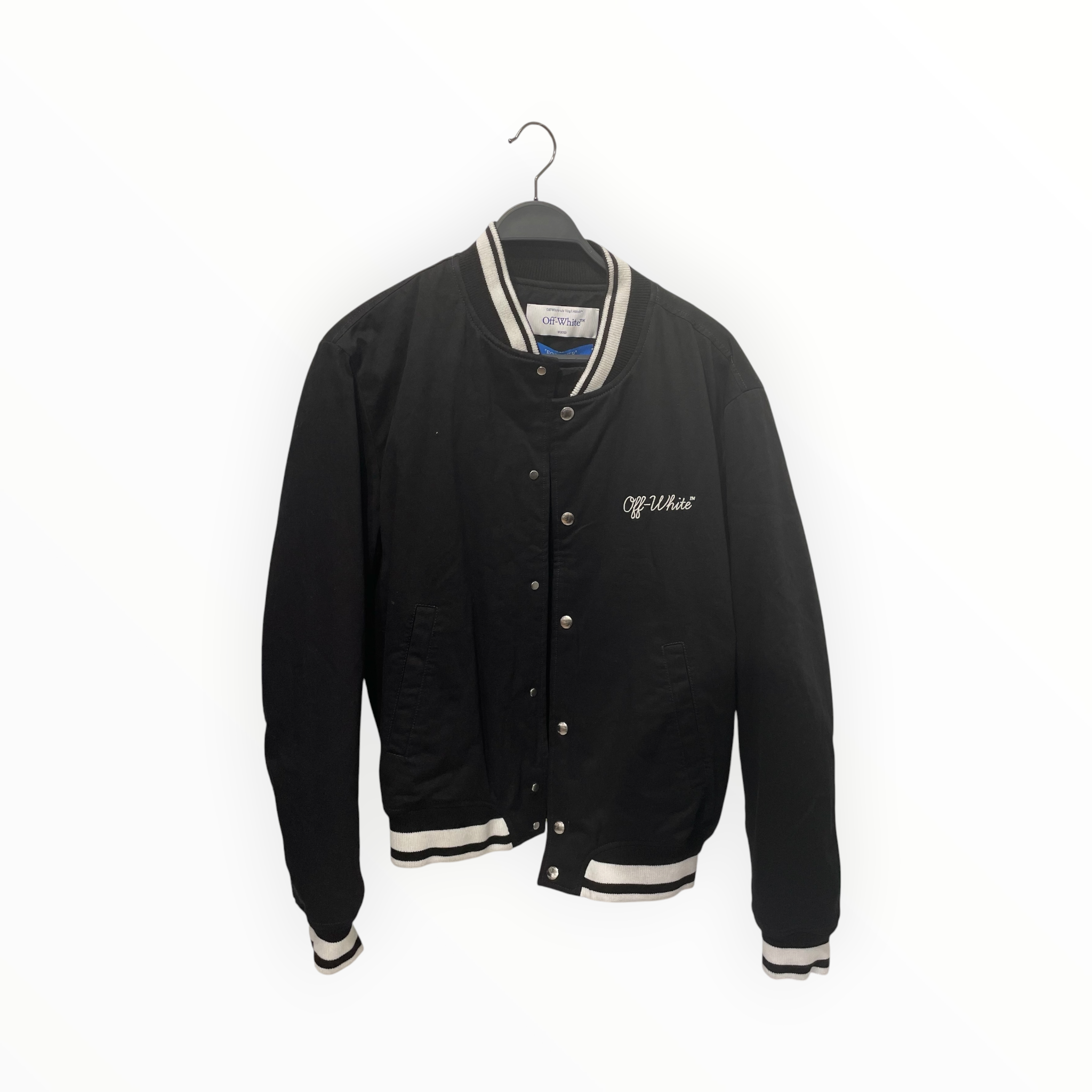 OFF-WHITE/Baseball Jkt/52/Cotton/BLK/Graphic/back embroidery view 1
