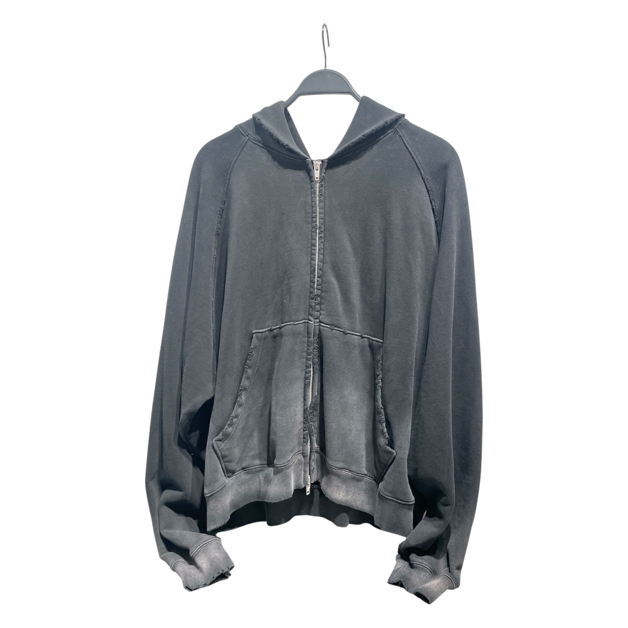 FARFROMWHAT/Zip Up Hoodie/2/Cotton/BLK/Faded Cropped Hoodie view 1