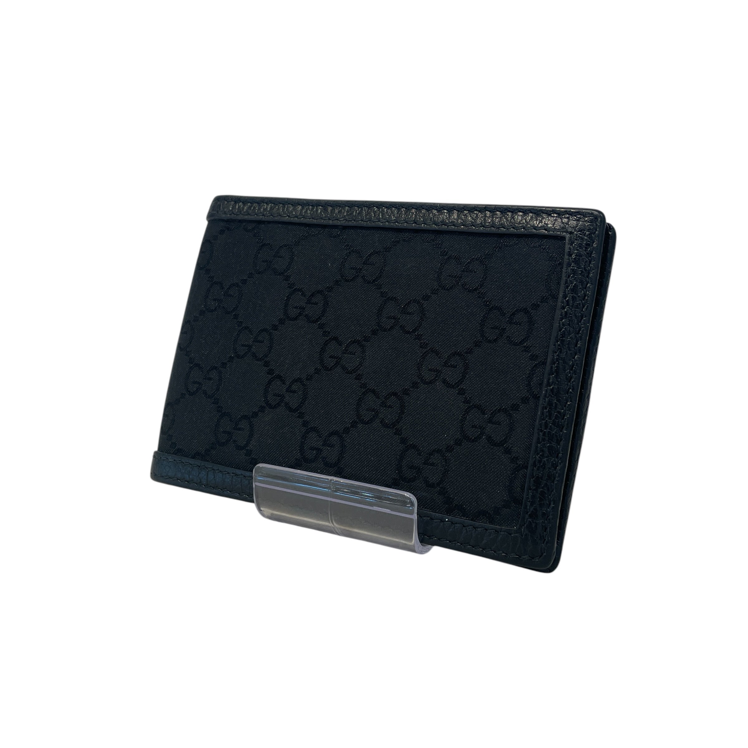 GUCCI/Bifold Wallet/Monogram/Nylon/BLK/nylon/leather bifold wallet view 1