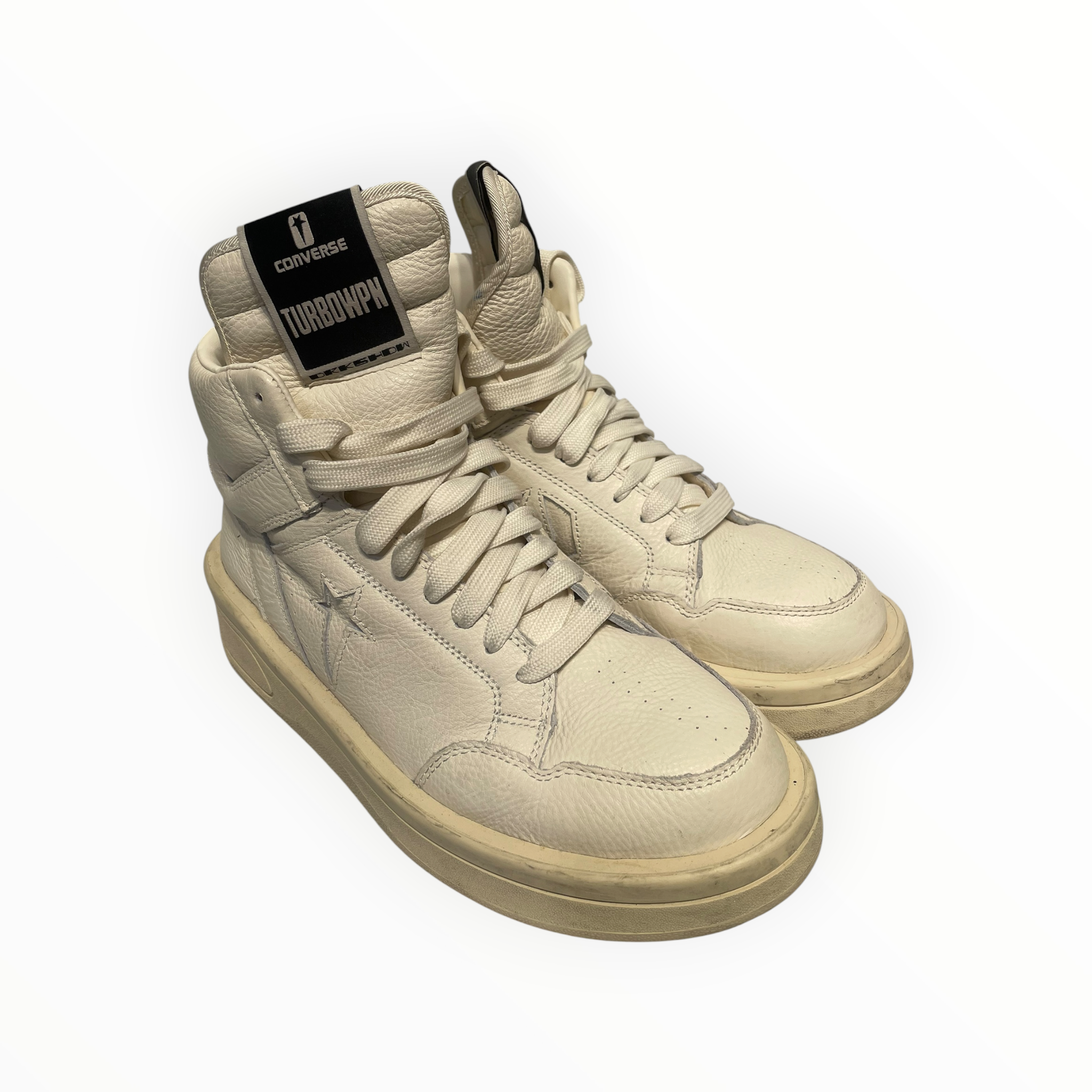 Rick Owens/CONVERSE/Hi-Sneakers/US 9/Leather/WHT/turbowpn view 1