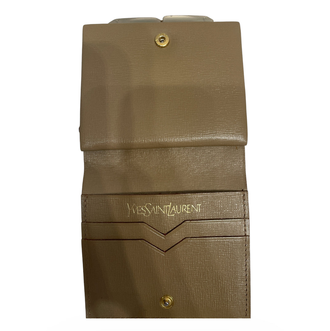 YVES SAINT LAURENT/Coin Wallet/Stripe/Cotton/GRN/L's/BROWN LEATHER TRIM view 3