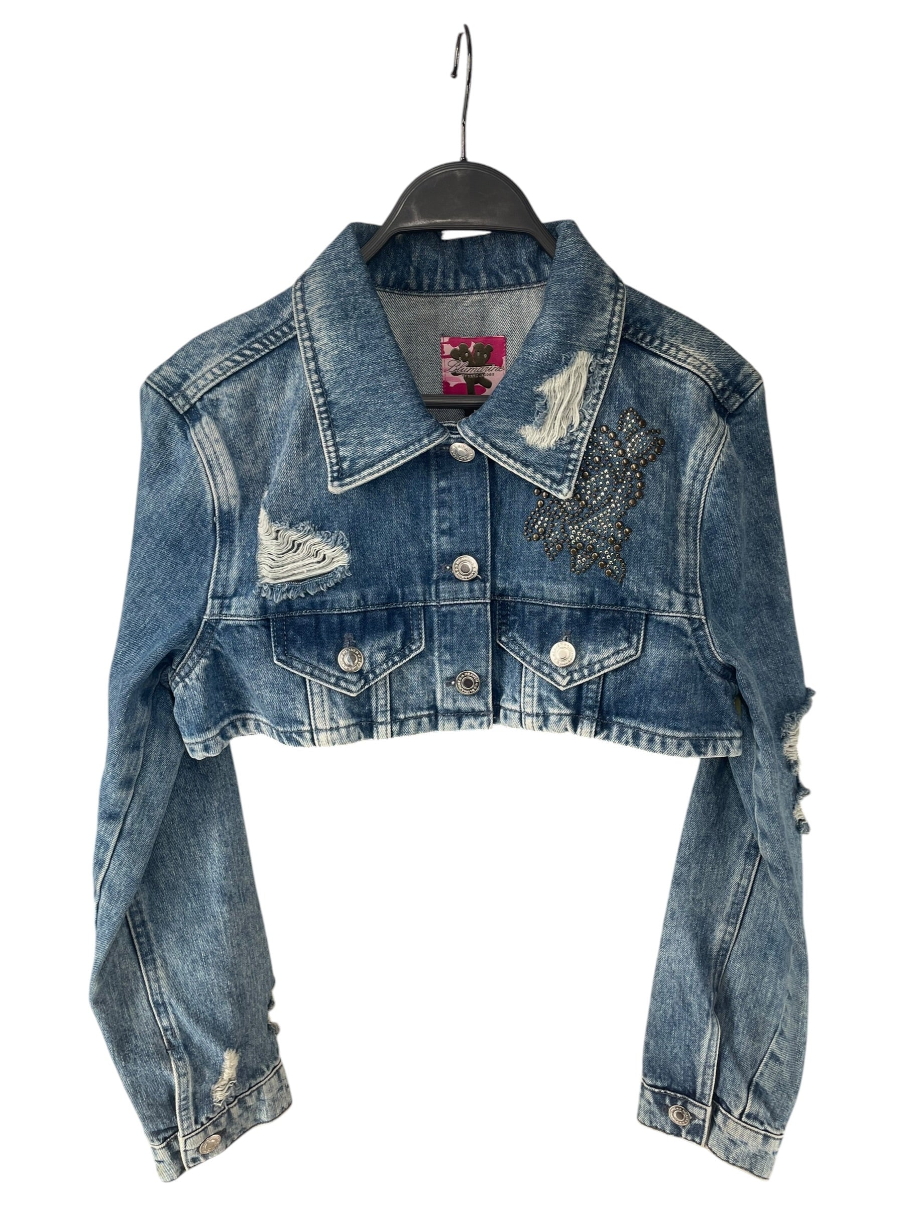 BLUMARINE/MARC JACOBS/Denim Jkt/M/Graphic/Cotton/BLU/ROSE STUD CROP JACKET view 1