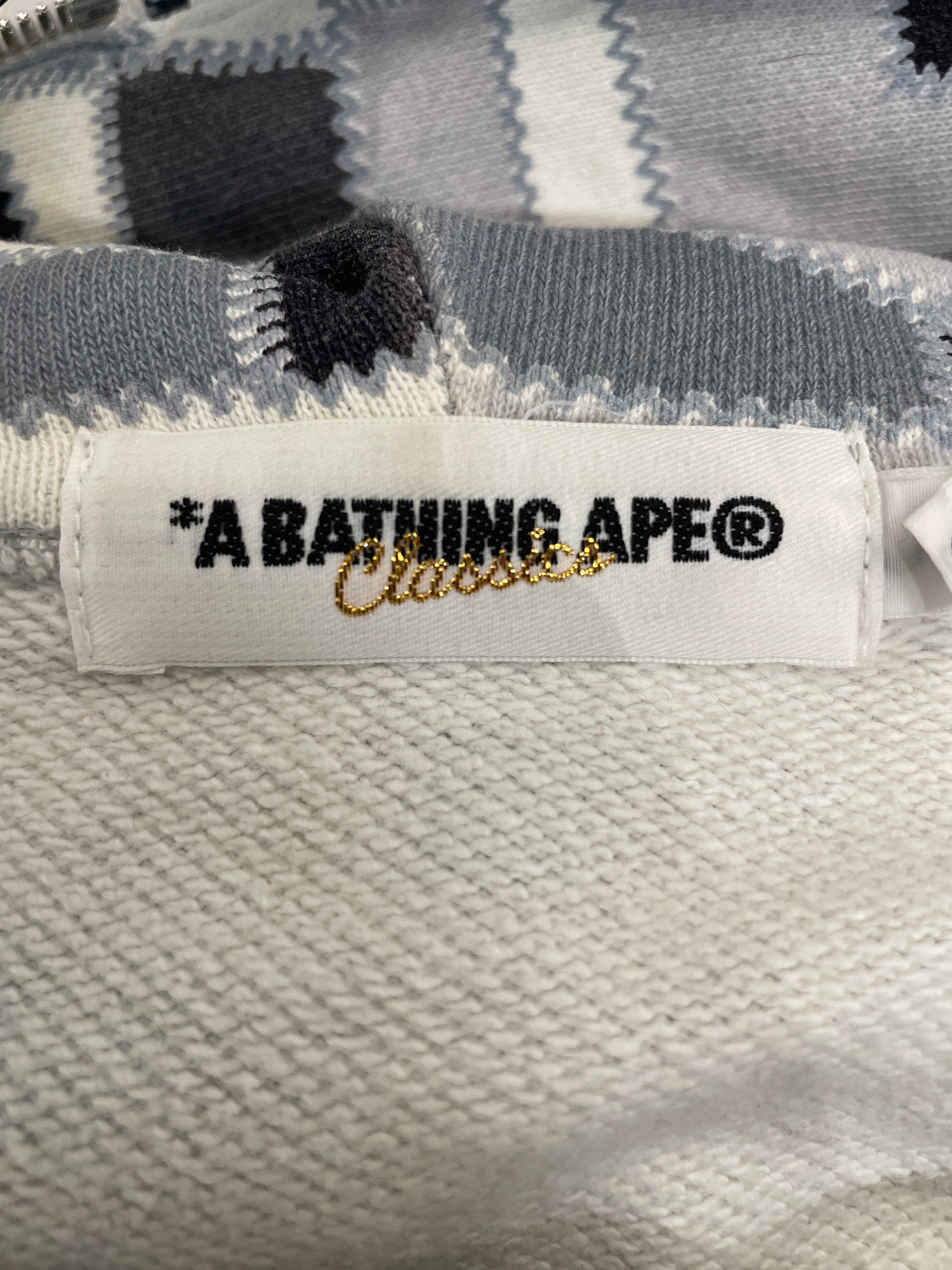 A BATHING APE/Zip Up Hoodie/M/Cotton/WHT/APE STITCH view 3