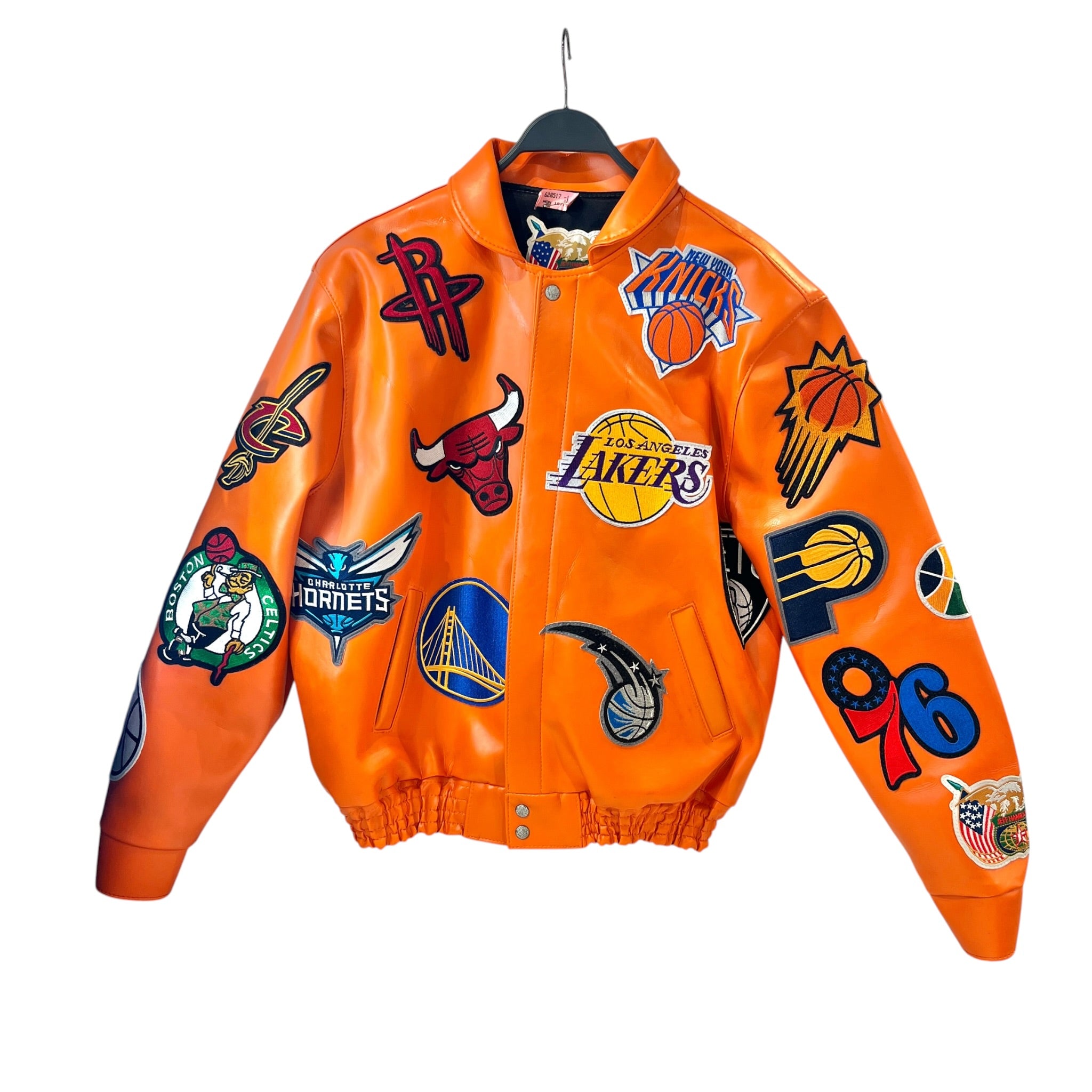 JEFF HAMILTON/Leather Jkt/M/Leather/ORN/Single Breasted/All Over Print/COLLAGE X NBA view 1