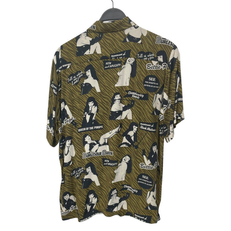 HYSTERIC GLAMOUR/Hawaiian Shirt/M/Cotton/GRN/All Over Print/Betty Paige