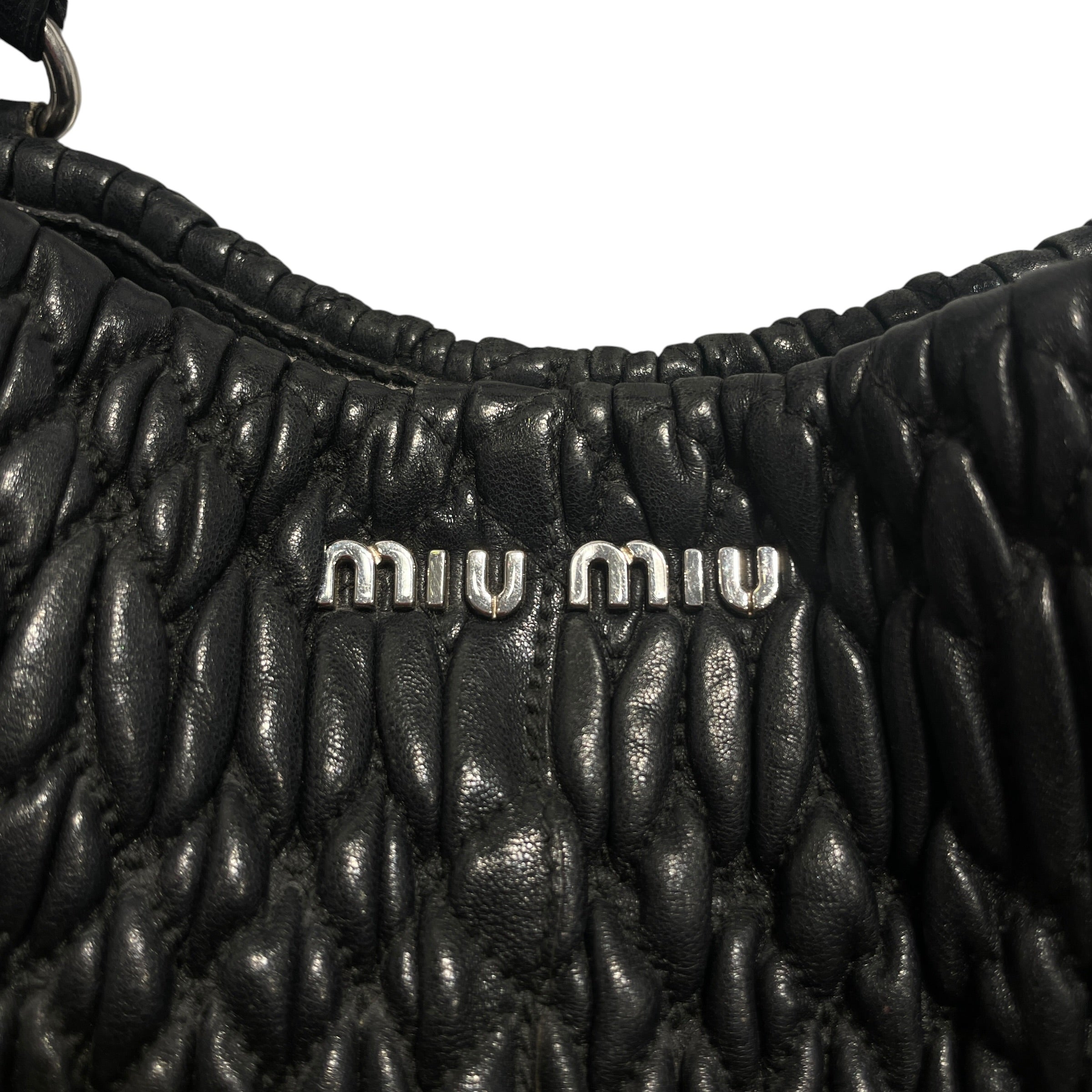 MIU MIU/Hand Bag/Leather/BLK/Matelasse Hand Bag view 5