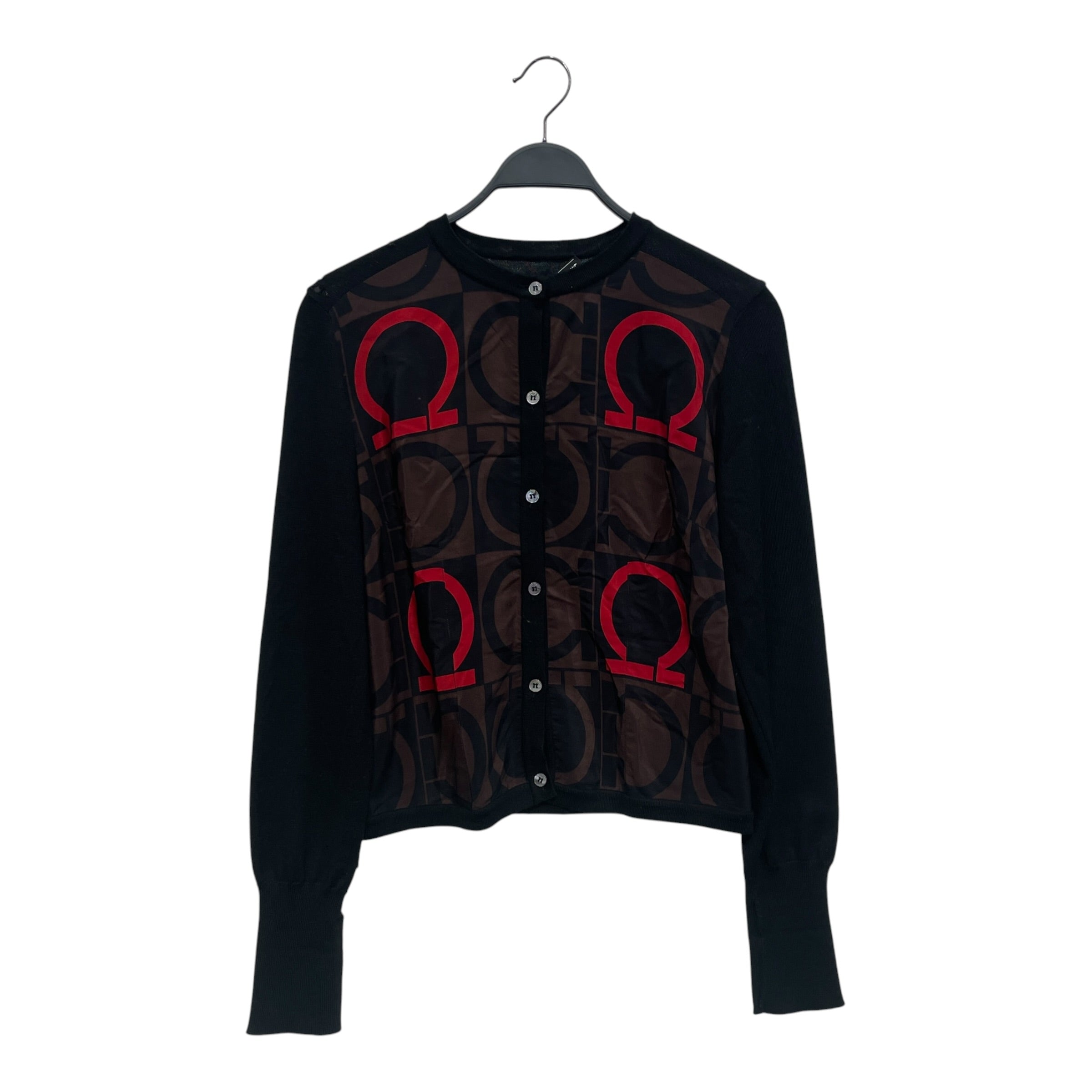 Salvatore Ferragamo/Cardigan/S/Monogram/Silk/BLK/RED/BRW SILK FRONT MONOGRAM view 1