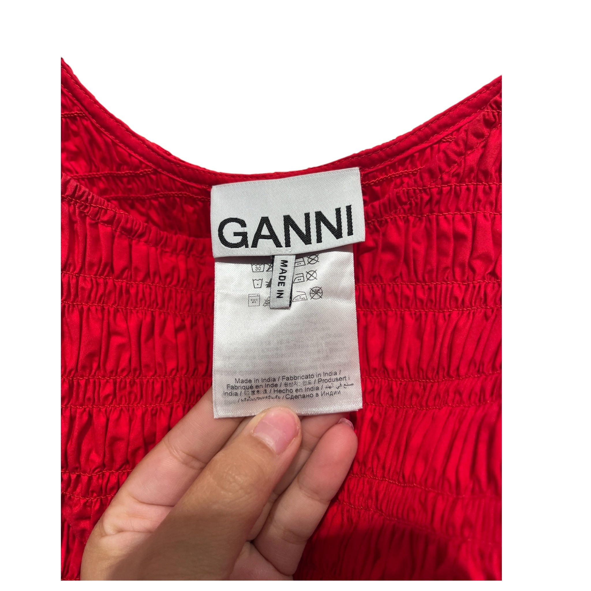 GANNI/SS Blouse/38/Cotton/RED/ROUCHED 3 SIDE TIES view 3
