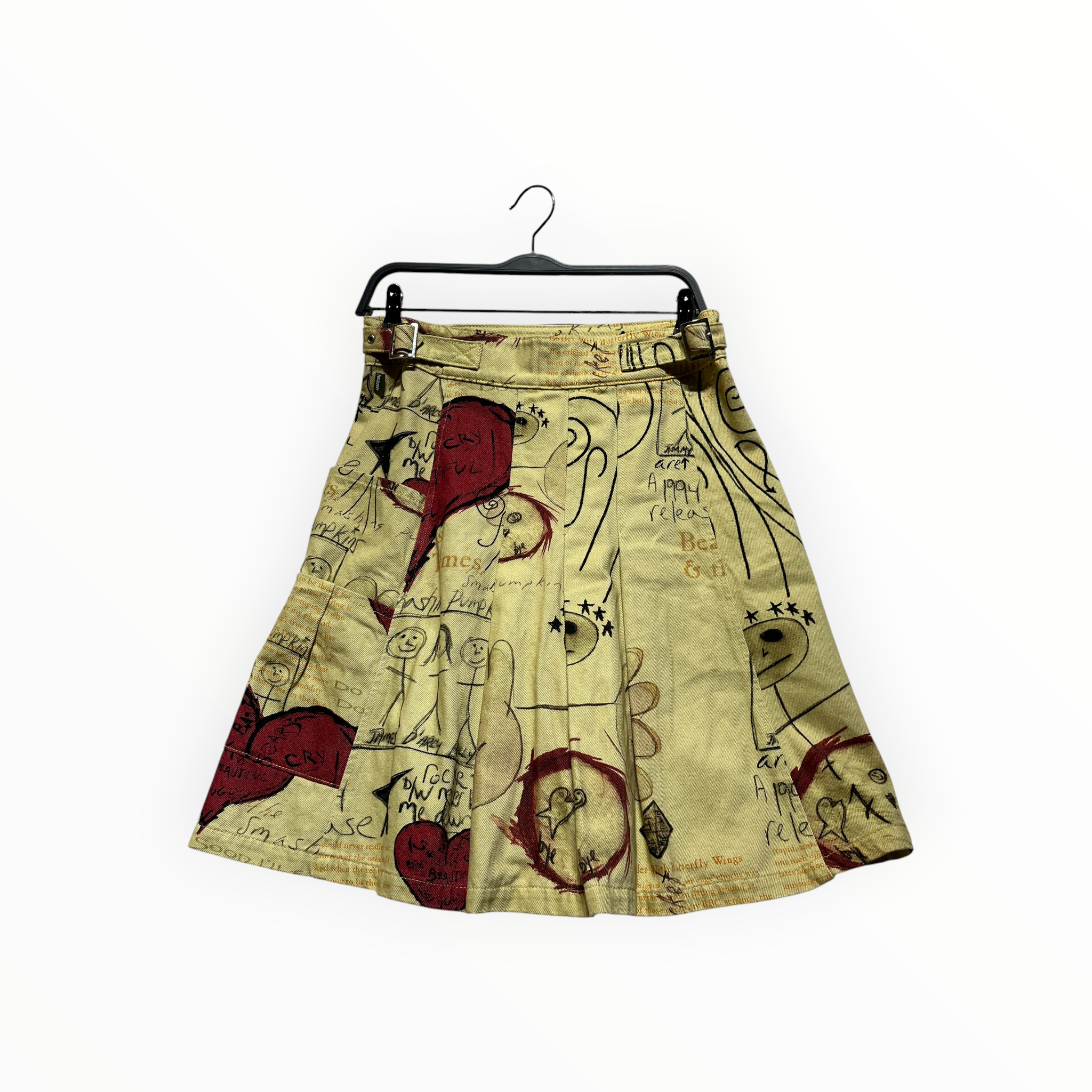 Heaven By Marc Jacobs/Long Skirt/S/All Over Print/Denim/YEL/Midi Length/SMASHINGPUMPKINS/PLEATED view 1
