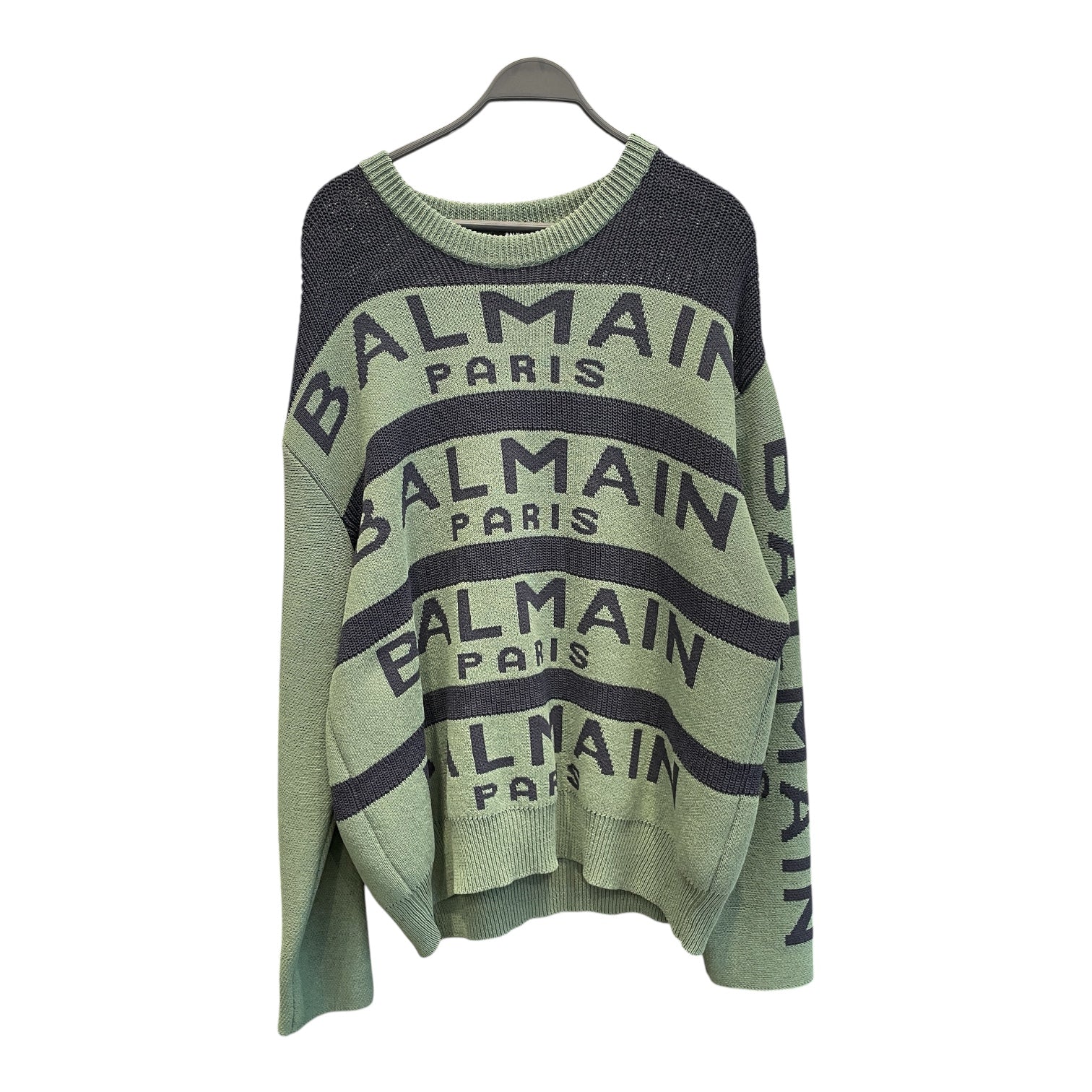 BALMAIN/Heavy Sweater/XL/Stripe/Cotton/GRN/BALMAIN PRINTED PULLOVER view 1