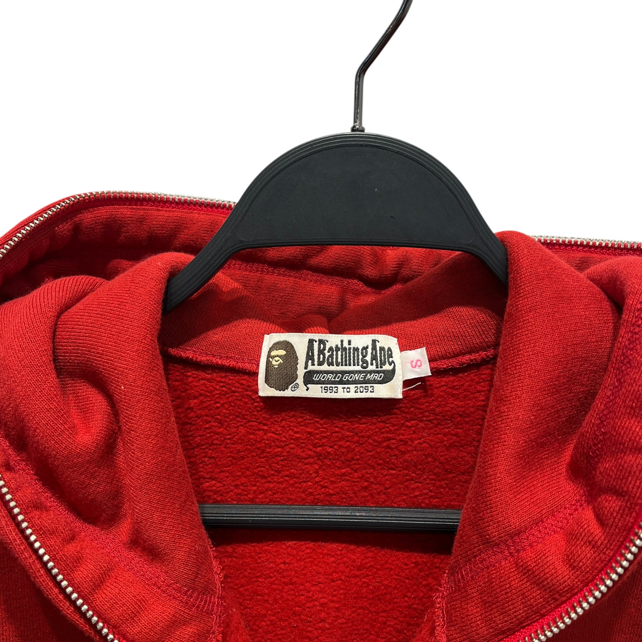 A BATHING APE/Zip Up Hoodie/S/Cotton/RED/ONE STOP FULL ZIP view 3