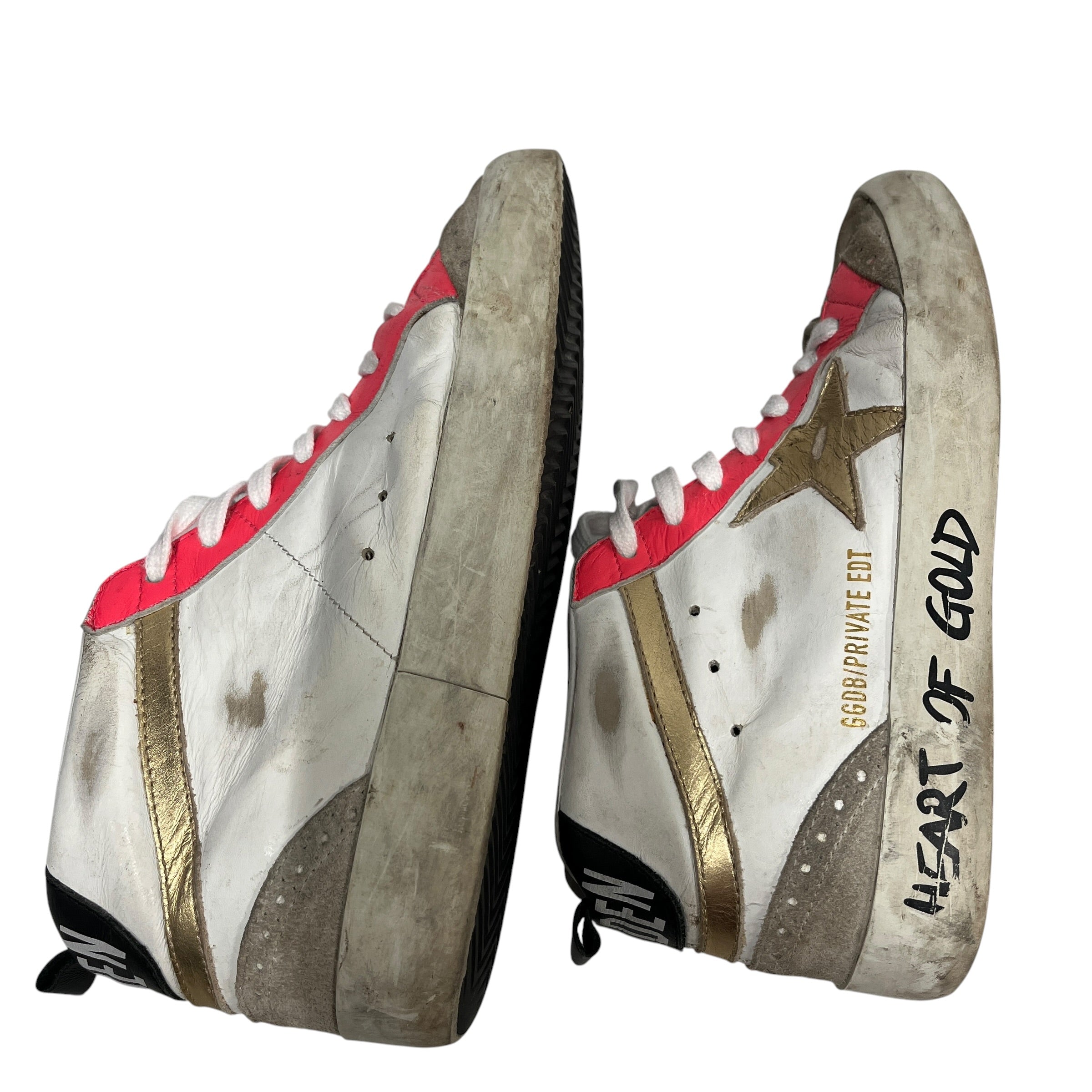 GOLDEN GOOSE/Hi-Sneakers/EU 38/Stripe/Leather/WHT/MIDSTAR GOLDEN HEART view 4