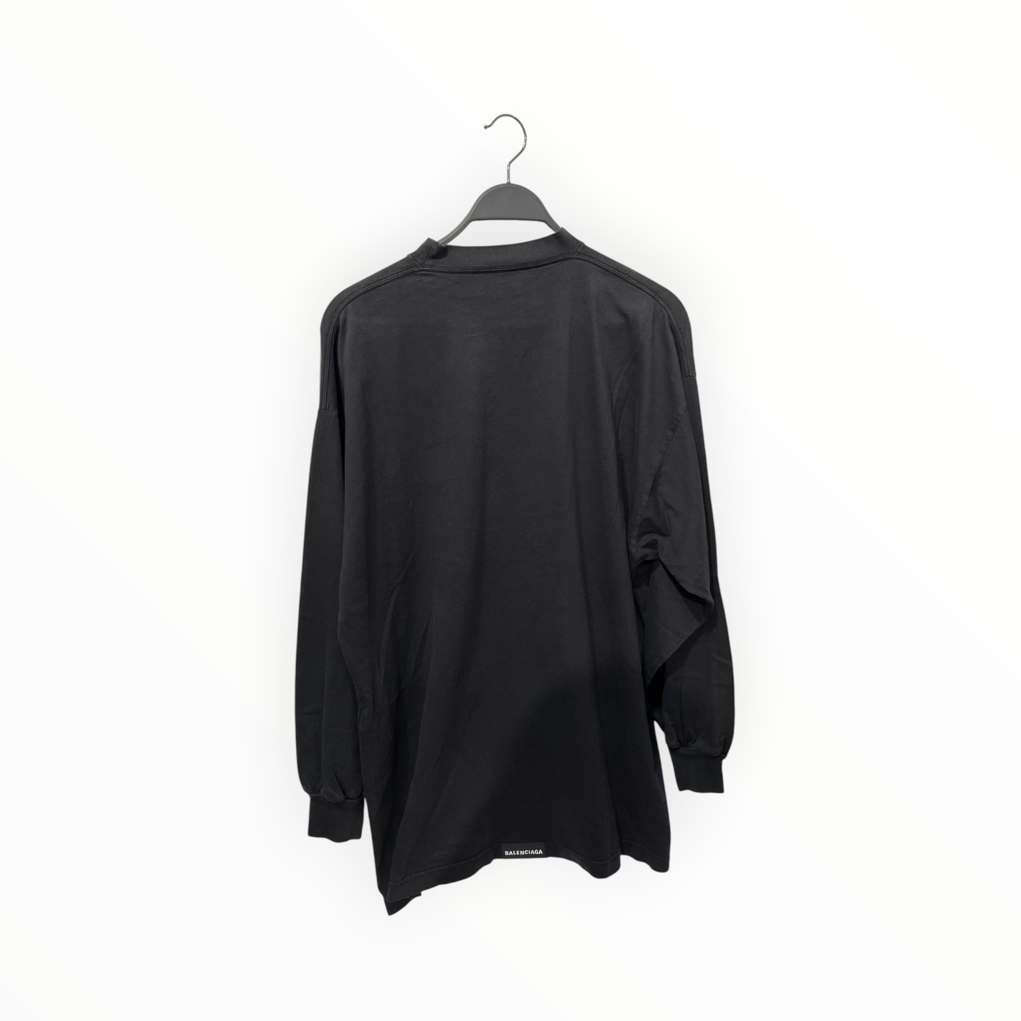 BALENCIAGA/LS T-Shirt/3/Cotton/BLK/blank logo on bottom back view 2