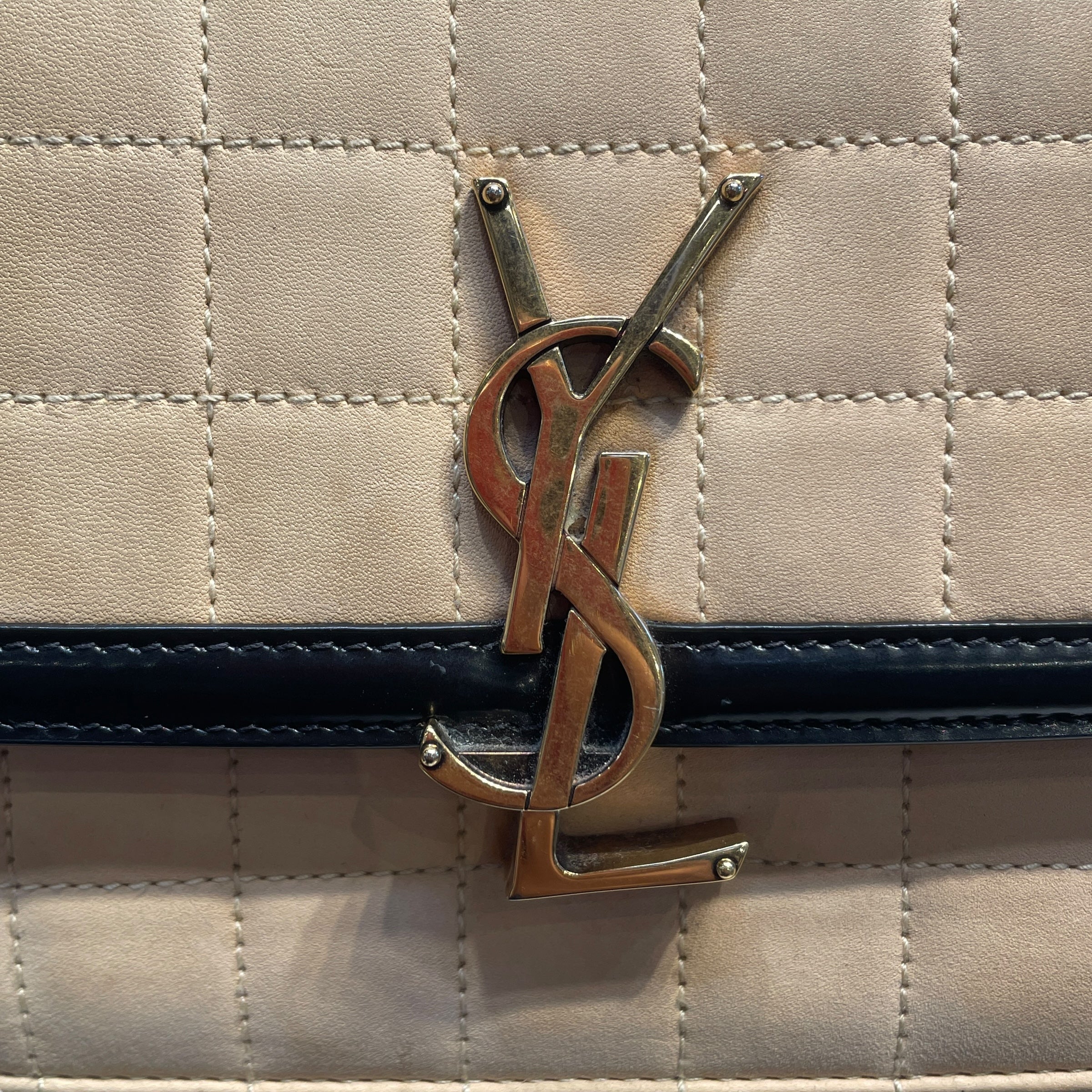YVES SAINT LAURENT/Hand Bag/FREE/Leather/BEG/Suede Quilted Solferino view 6