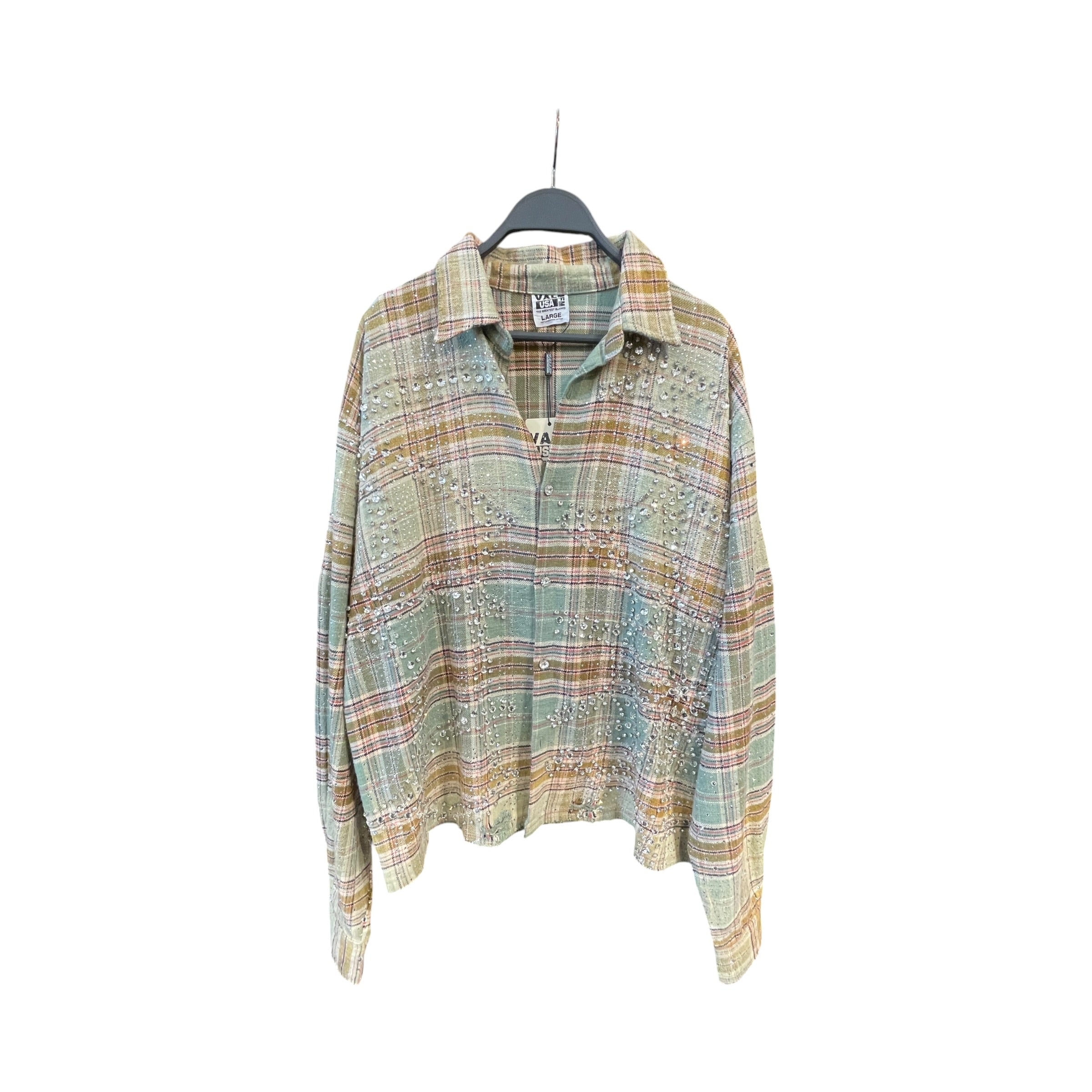 Vale Forever/LS Shirt/L/Cotton/GRN/Plaid/Jeweled Flannel 'Mystikal' view 1