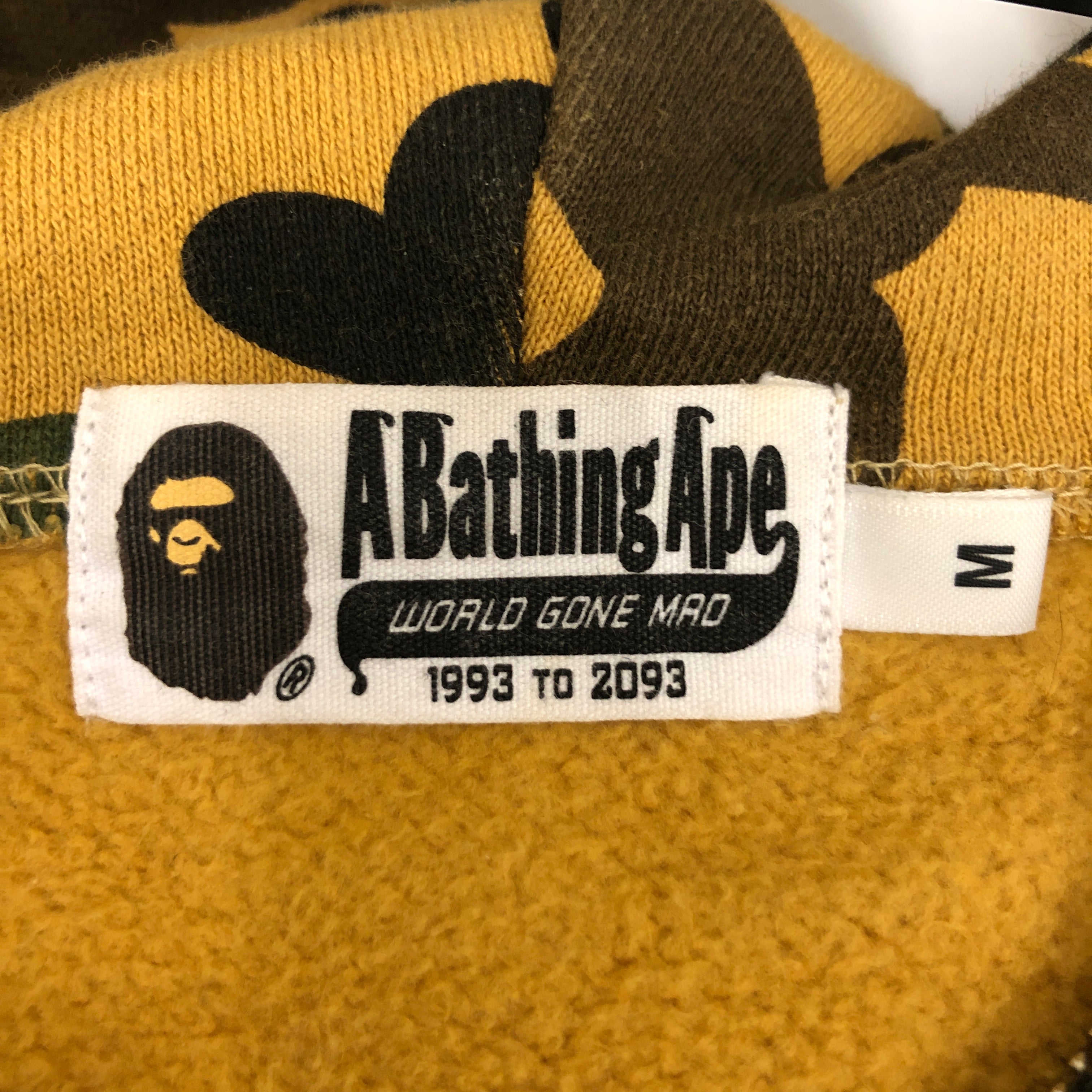 A BATHING APE/Zip Up Hoodie/M/Cotton/YEL/Bape Zip Hoodie Mustard view 3