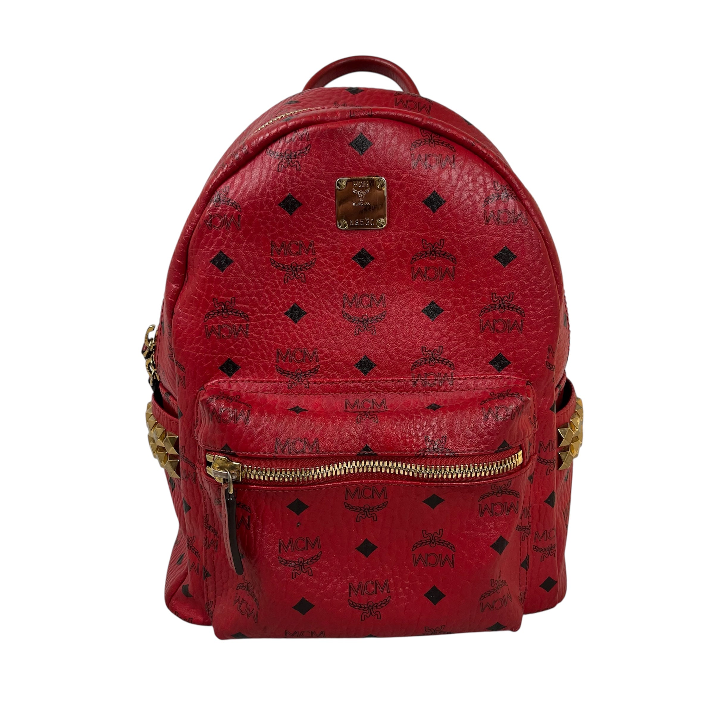 MCM/Backpack/Monogram/RED/Leather Studded view 1