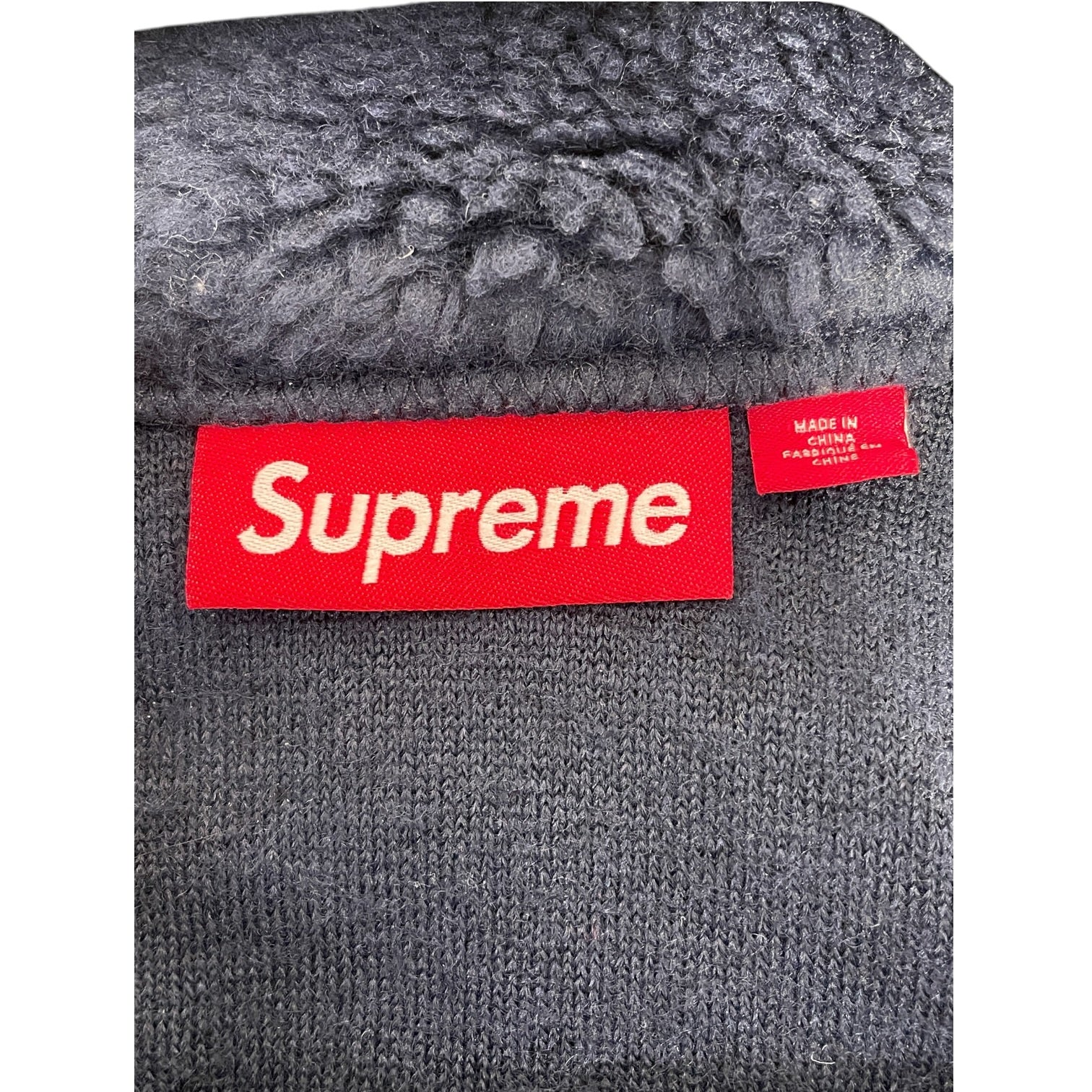 Supreme/Fleece Jkt/S/Polyester/NVY/FLEECE ARM LOGO view 3