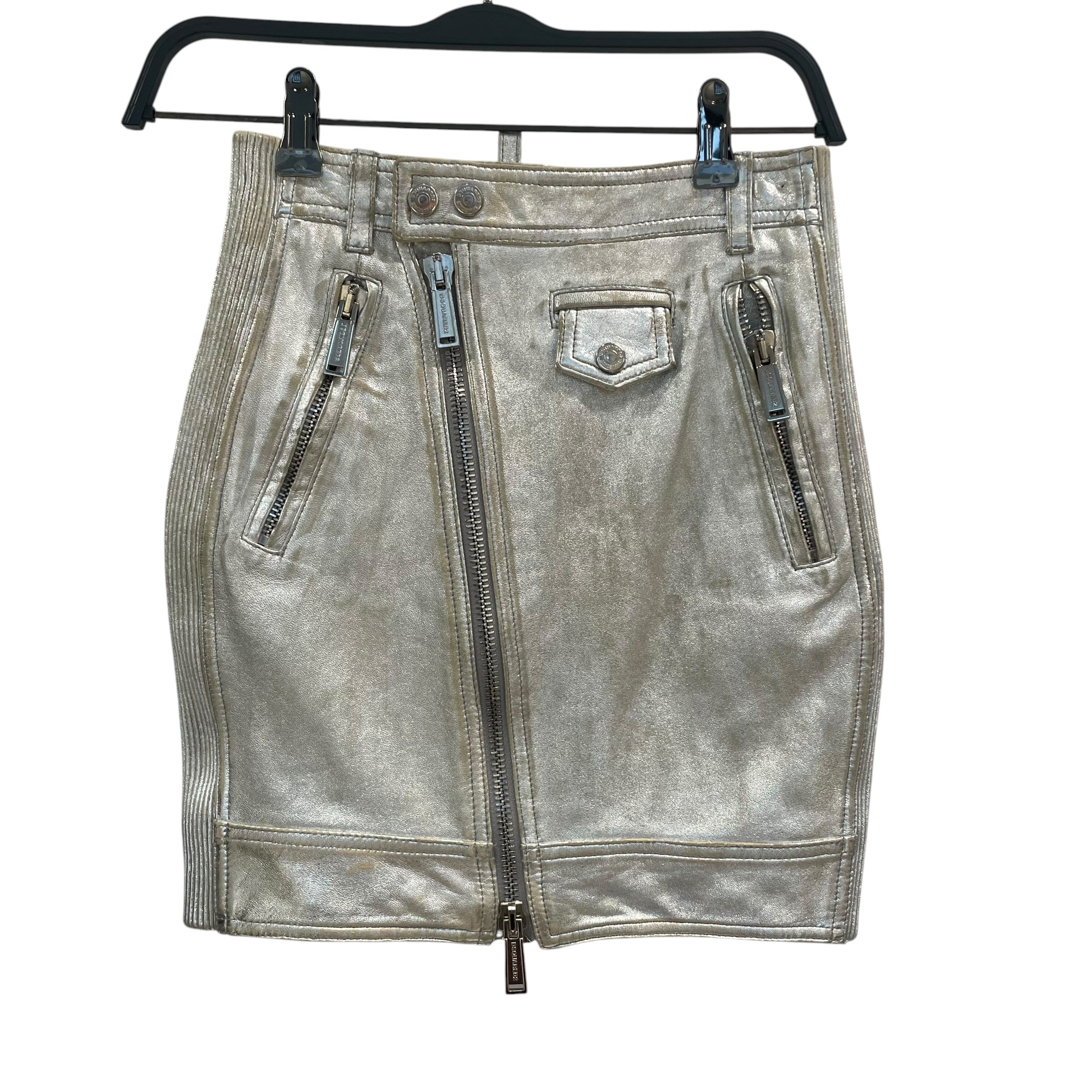 DSQUARED2/Skirt/38/Leather/SLV/asymmetrical zipper view 1