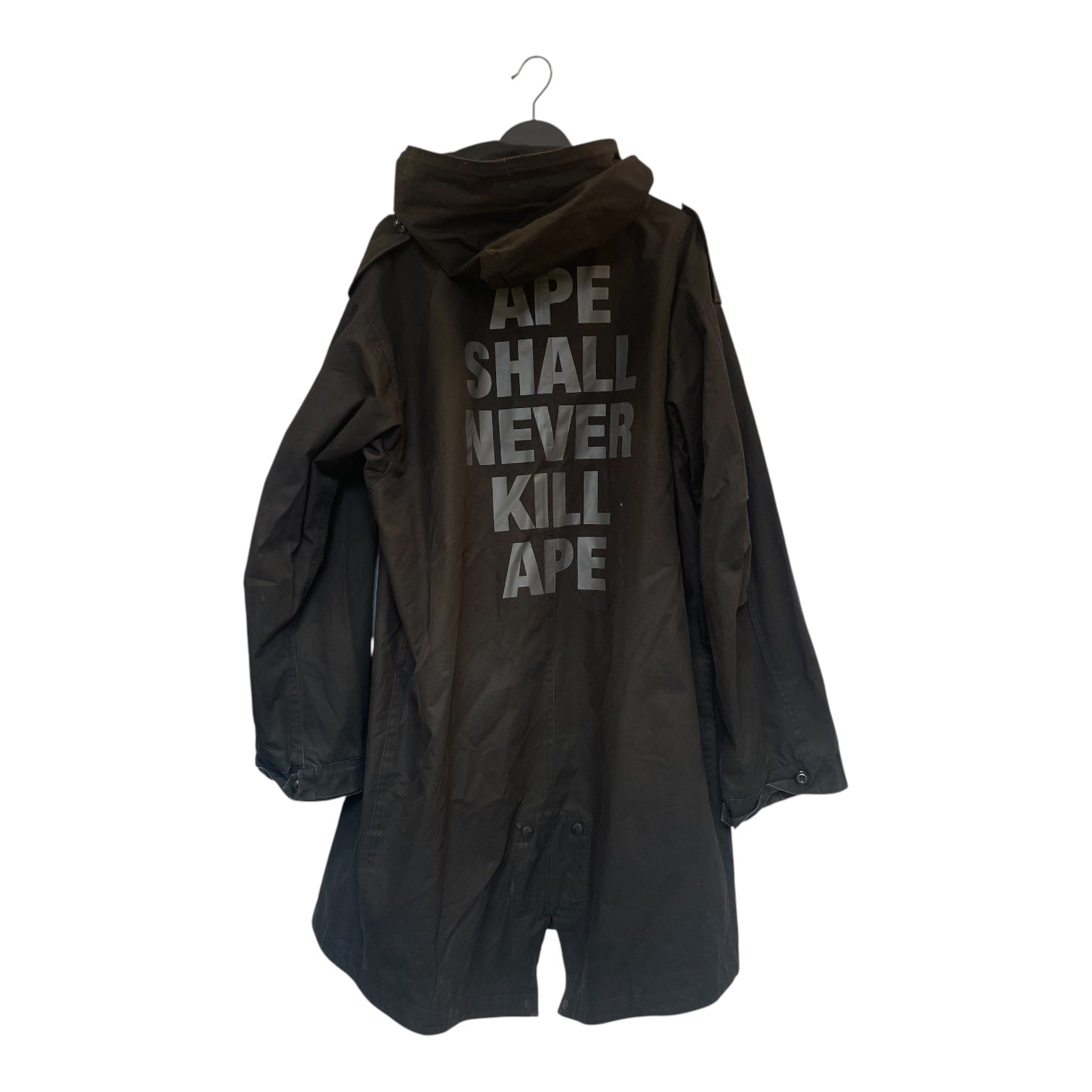 A BATHING APE/Trench Coat/XL/Cotton/BLK/APE SHALL NEVER KILL APE view 2