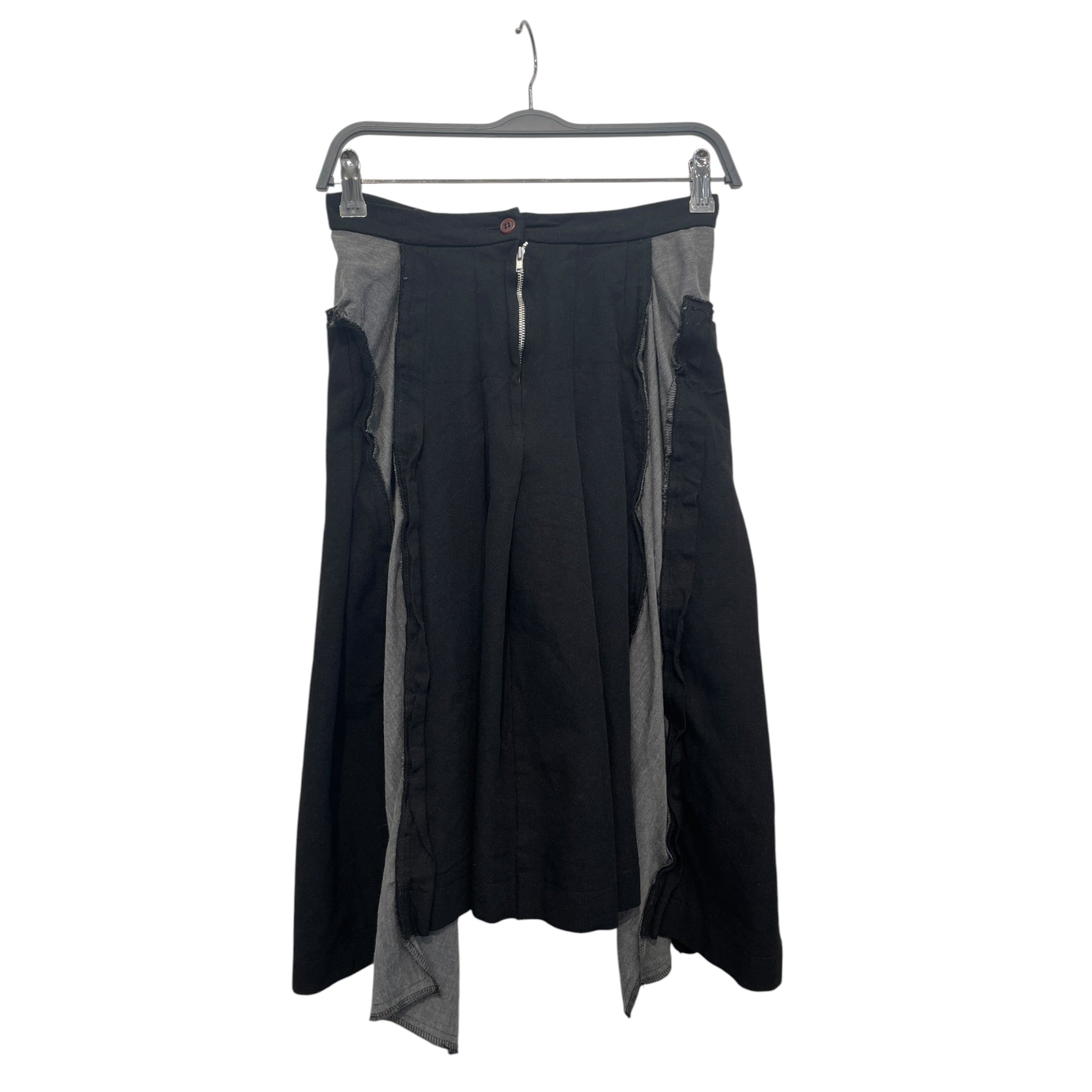 COMME des GARCONS/Skirt/Cotton/BLK/grey patchwork pleated view 1