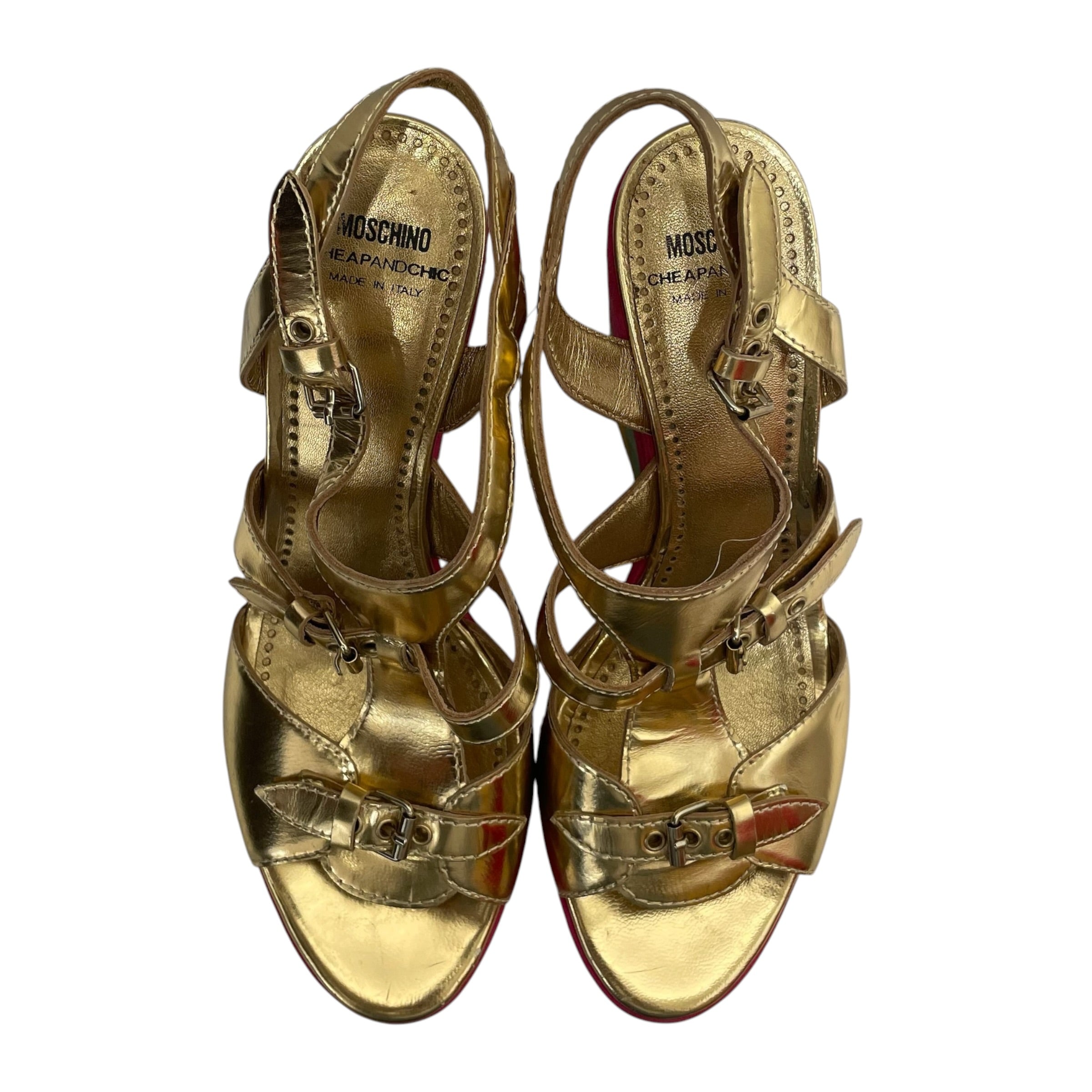 MOSCHINO CHEAP & CHIC/Heels/EU 38/GLD/Tri-Color wedge view 4