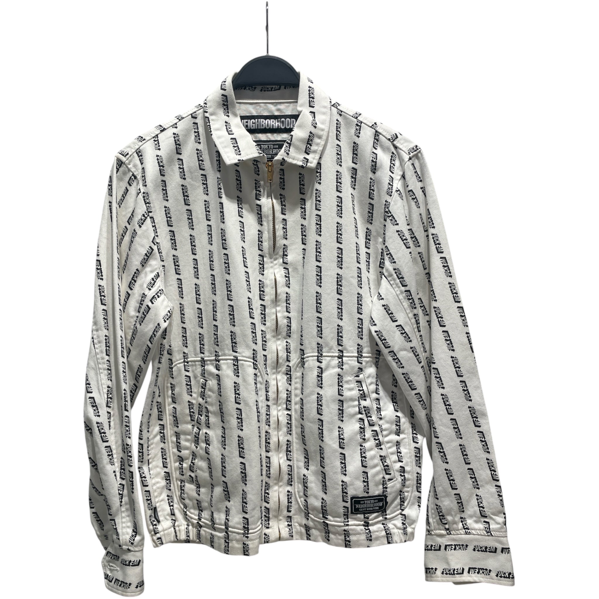 NEIGHBORHOOD/Jacket/S/Cotton/WHT/All Over Print/SLOGAN JACKET view 1