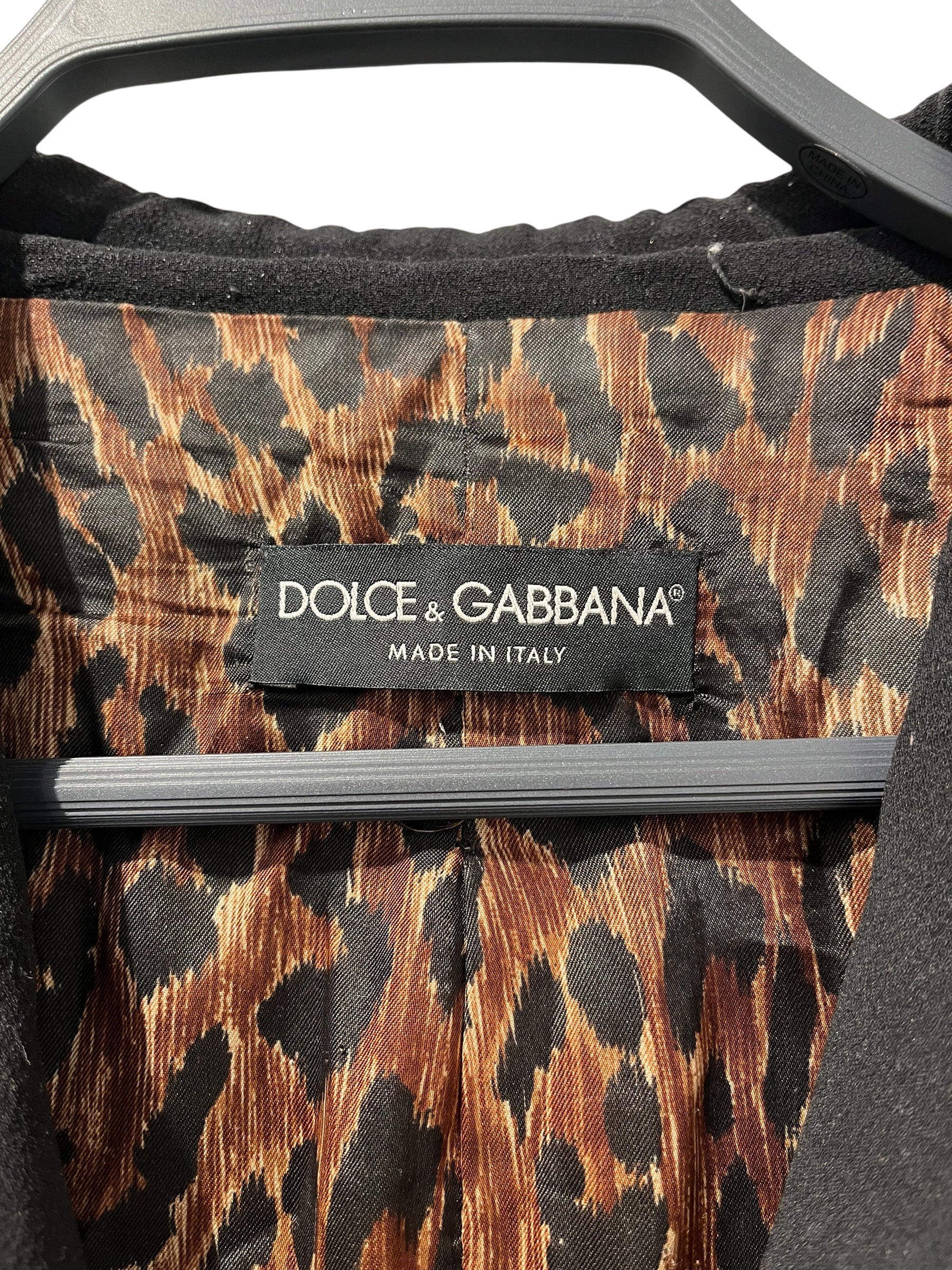 DOLCE&GABBANA/Jacket/48/Animal Pattern/Wool/BLK/Single Breasted/MISSY ELLIOT RHINESTONE BLAZER view 3