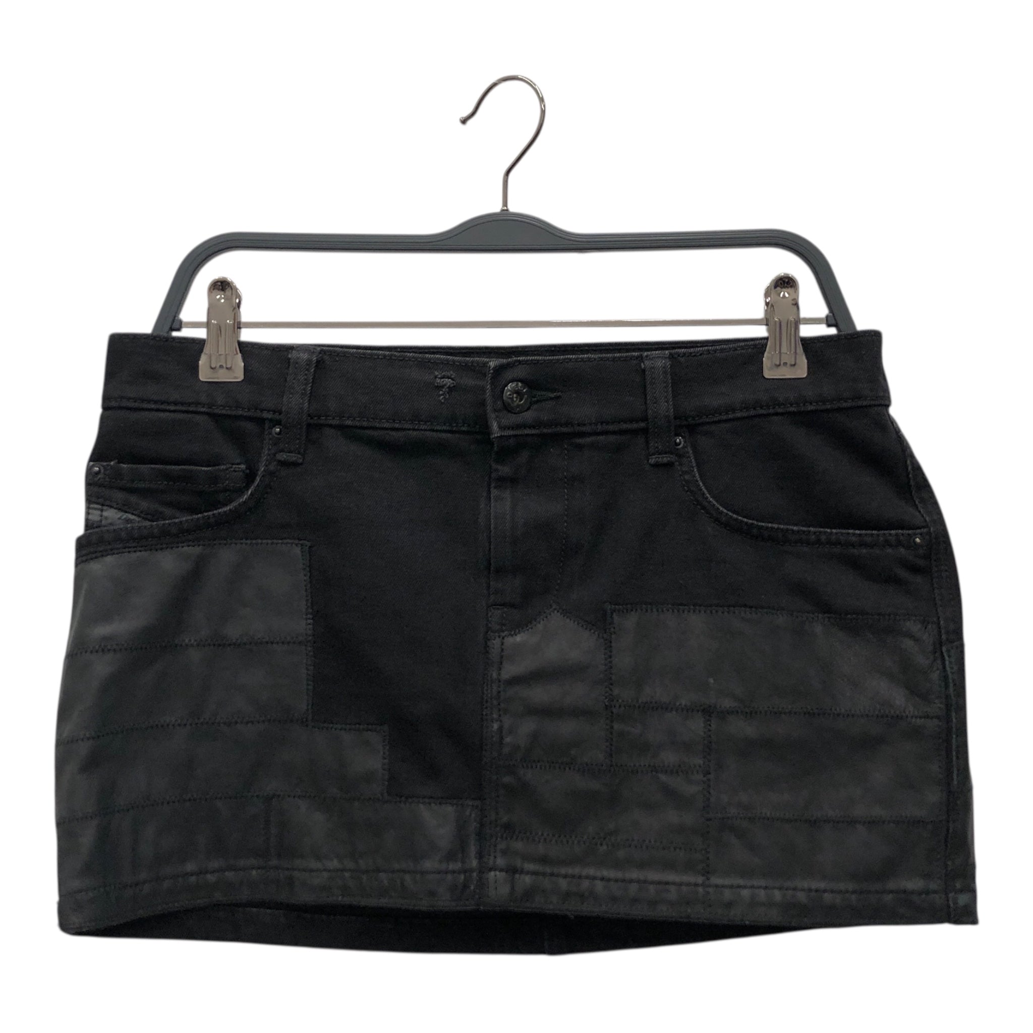 DIESEL/Skirt/28/Cotton/BLK/leathger patches mini skirt view 1