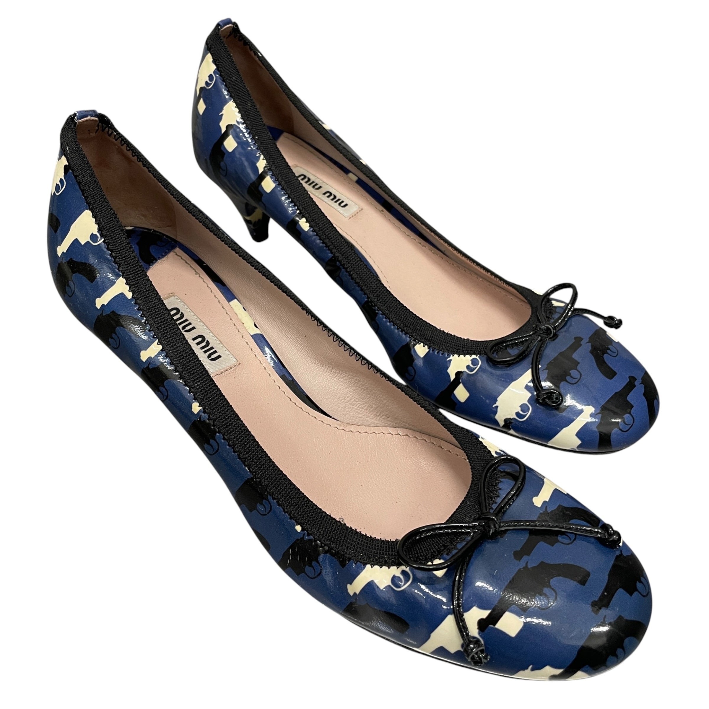 MIU MIU/Heels/EU 39/Leather/BLU/04 PISTOL PRINT HEELS view 1