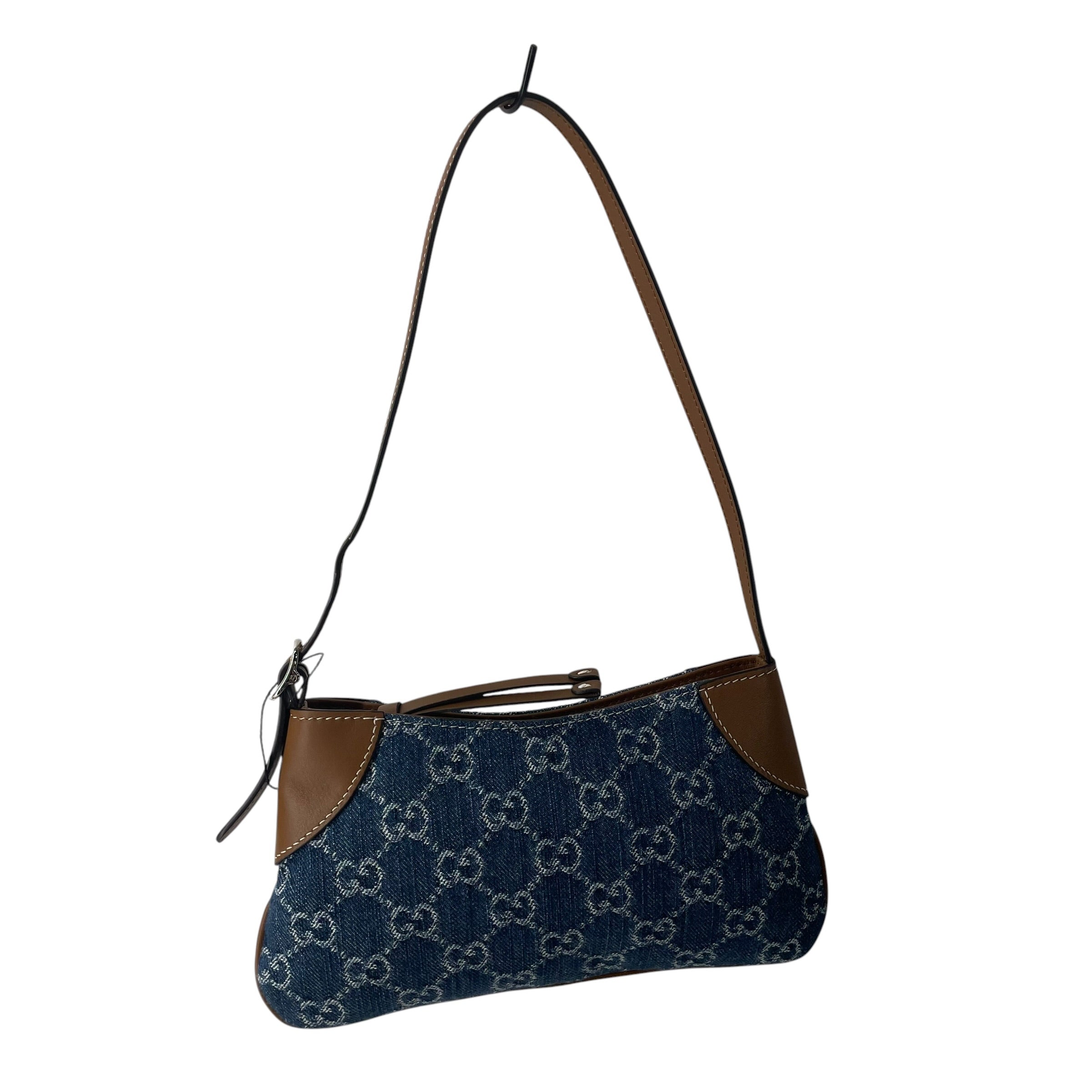 GUCCI/Hand Bag/Monogram/Denim/IDG/320696 LEATHER TRIM DENIM MONO view 1