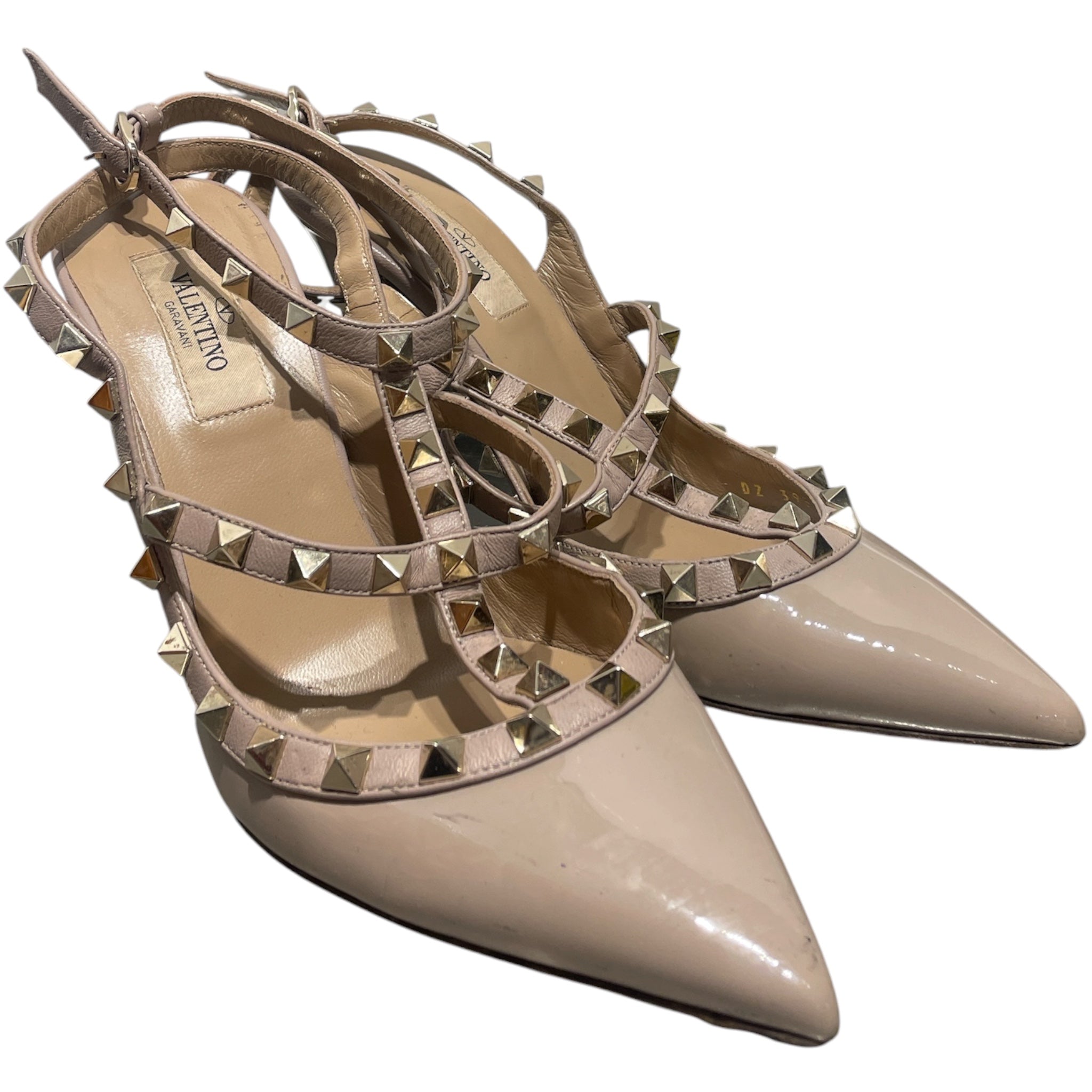 VALENTINO GARAVANI/Heels/EU 38/Leather/BEG/Patent Rock Stud Heels view 1