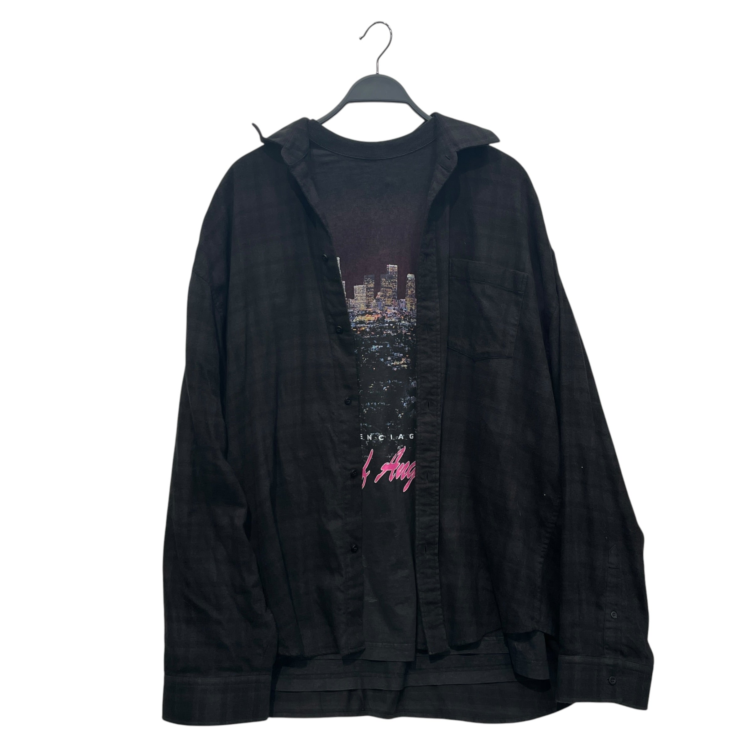 BALENCIAGA/Flannel Shirt/3/Cotton/BLK/Graphic/CITYOFANGELS view 1