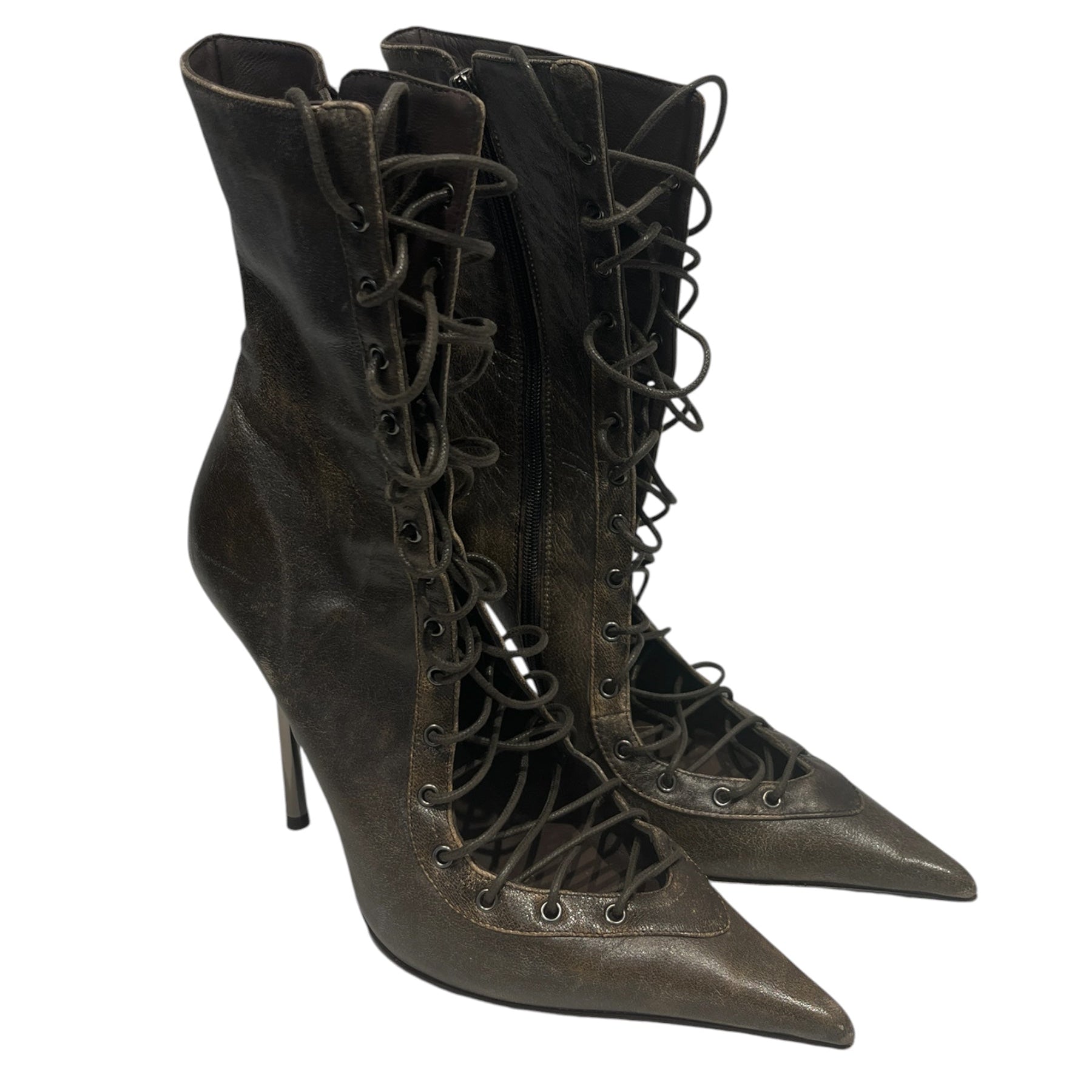 LE SILLA/Lace Up Boots/US 10/Leather/BRW/CORSETTE ANKLE BOOTS view 1